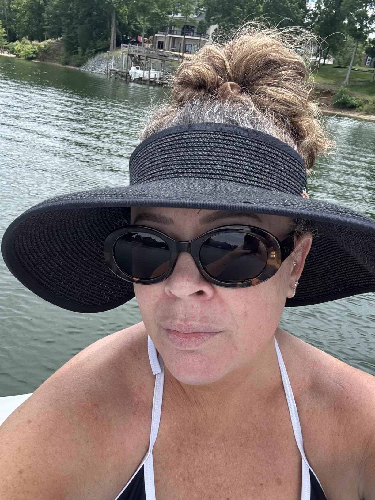 FURTALK Womens Sun Hat with Ponytail Hole Wide Brim Beach Straw Visor customer photo 2