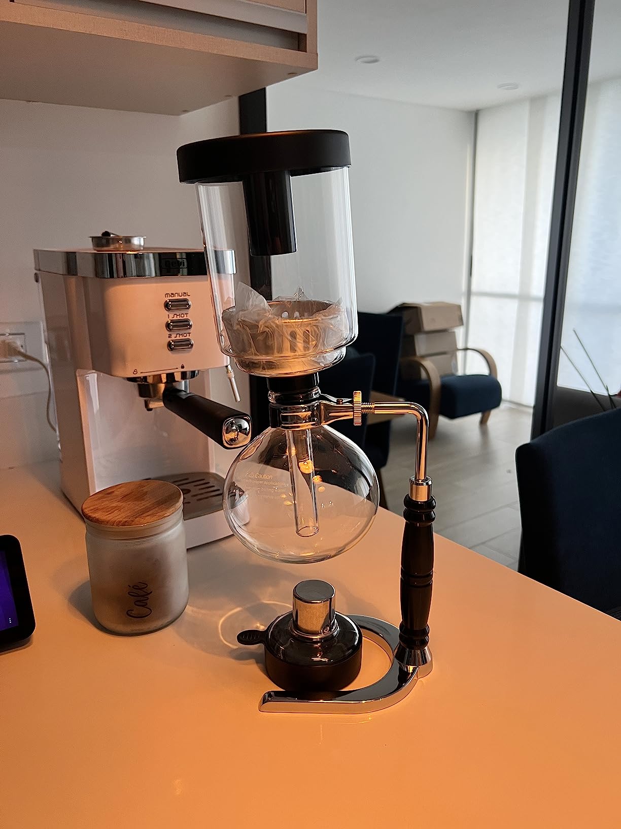 YUCHENGTECH Siphon Syphon Coffee Maker Tabletop Glass Siphon Pot Glass Technica Siphon Vacuum Coffee Maker(5 Cups(600ml)) customer photo 2