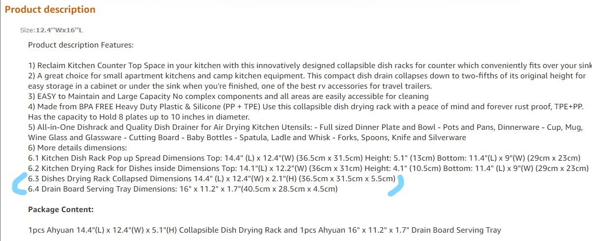 Ahyuan Collapsible Dish Drying Rack Portable Dinnerware Drainer Organizer for Kitchen RV Campers Travel Trailers Space Saving Kitchen Storage Rack with Drainboard Tray customer photo 2