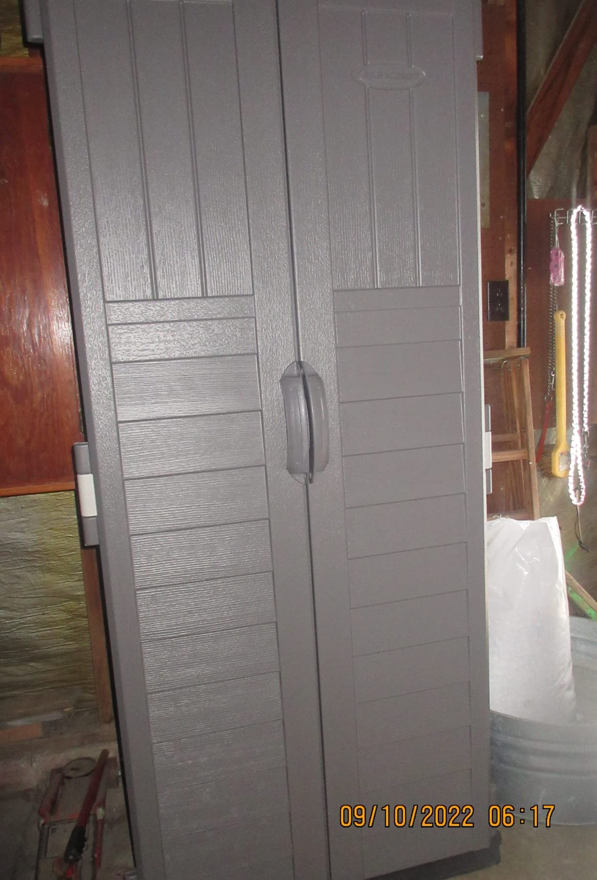 Suncast 22 Cu Ft, Vertical Storage Shed, Pad-Lockable Double Doors, Stoney customer photo 1