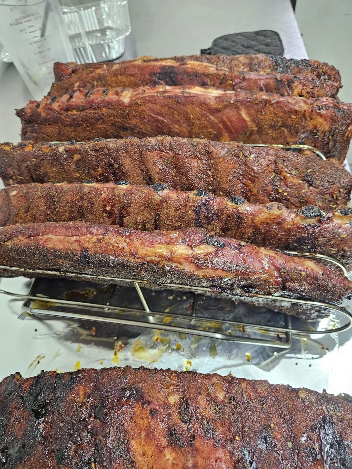 Extra Long Stainless Steel Rib Rack for Smoking and Grilling, Holds up to 3 Full Racks of Ribs, Fits 18” or Larger Gas Smoker or Charcoal Grill, Perfect Smoker Accessories Gifts for Men customer photo 1
