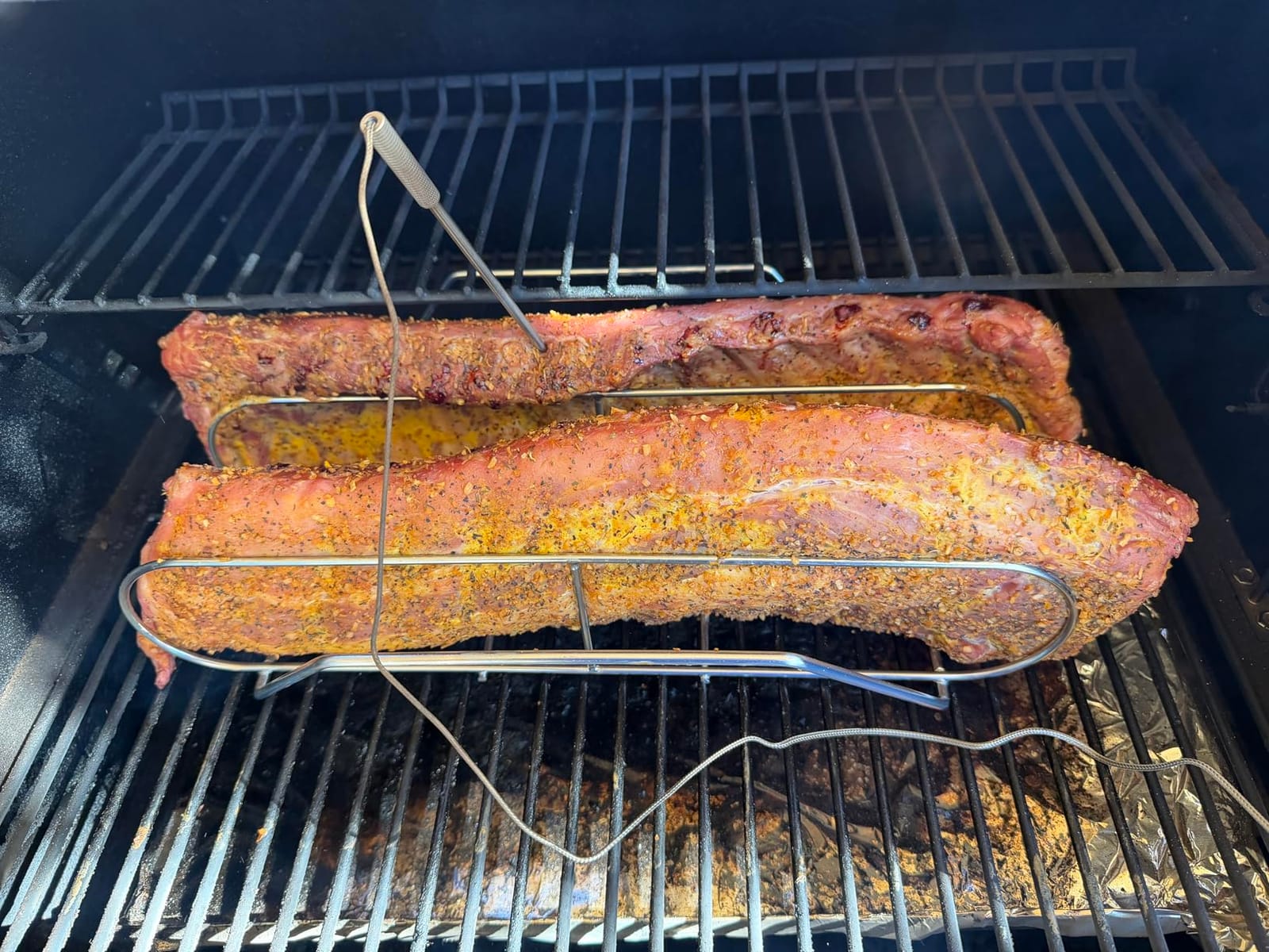 Extra Long Stainless Steel Rib Rack for Smoking and Grilling, Holds up to 3 Full Racks of Ribs, Fits 18” or Larger Gas Smoker or Charcoal Grill, Perfect Smoker Accessories Gifts for Men customer photo 2