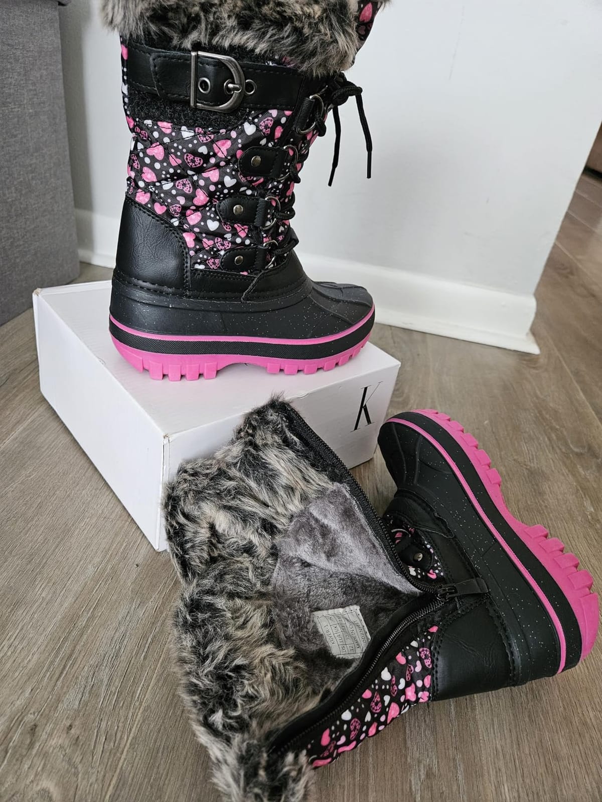 DREAM PAIRS Girls Snow Waterproof Winter Boots | Warm Faux Fur Lined Outdoor Secure Grip Anti Slip Outsole Easy Wear Windproof Mid Calf Cozy Comfort for Cold Weather customer photo 1