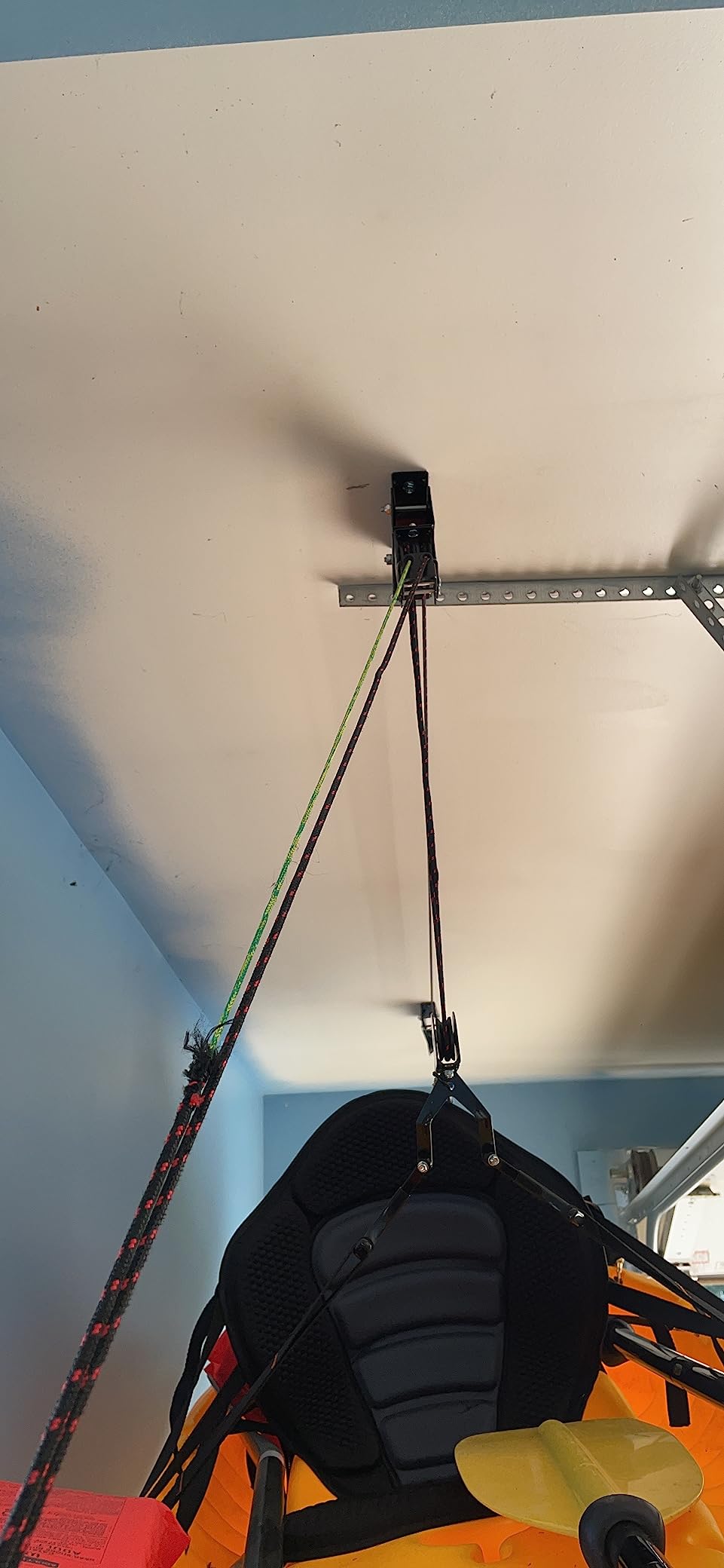 Kayak Ceiling Storage Bike Ceiling Mount Kayak Hoist Lift Storage Garage Pulley System for Canoe Paddleboard Bike Ladder 100 lbs Capacity with Straps customer photo 1