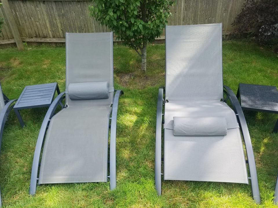 PURPLE LEAF Patio Pool Lounge Chair Set of 3 Outdoor Chaise, Turquoise Blue customer photo 1