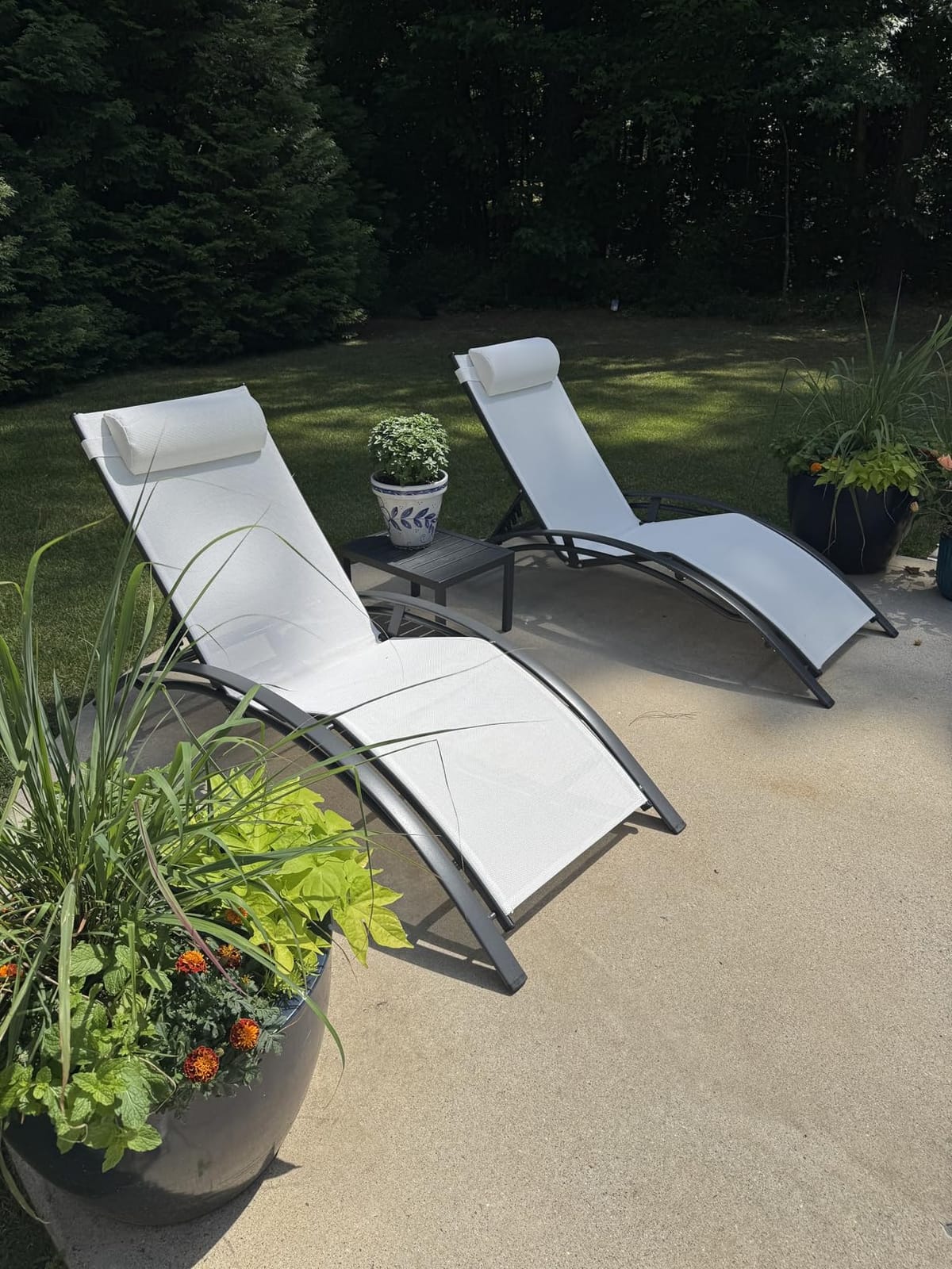 PURPLE LEAF Patio Pool Lounge Chair Set of 3 Outdoor Chaise, Turquoise Blue customer photo 2