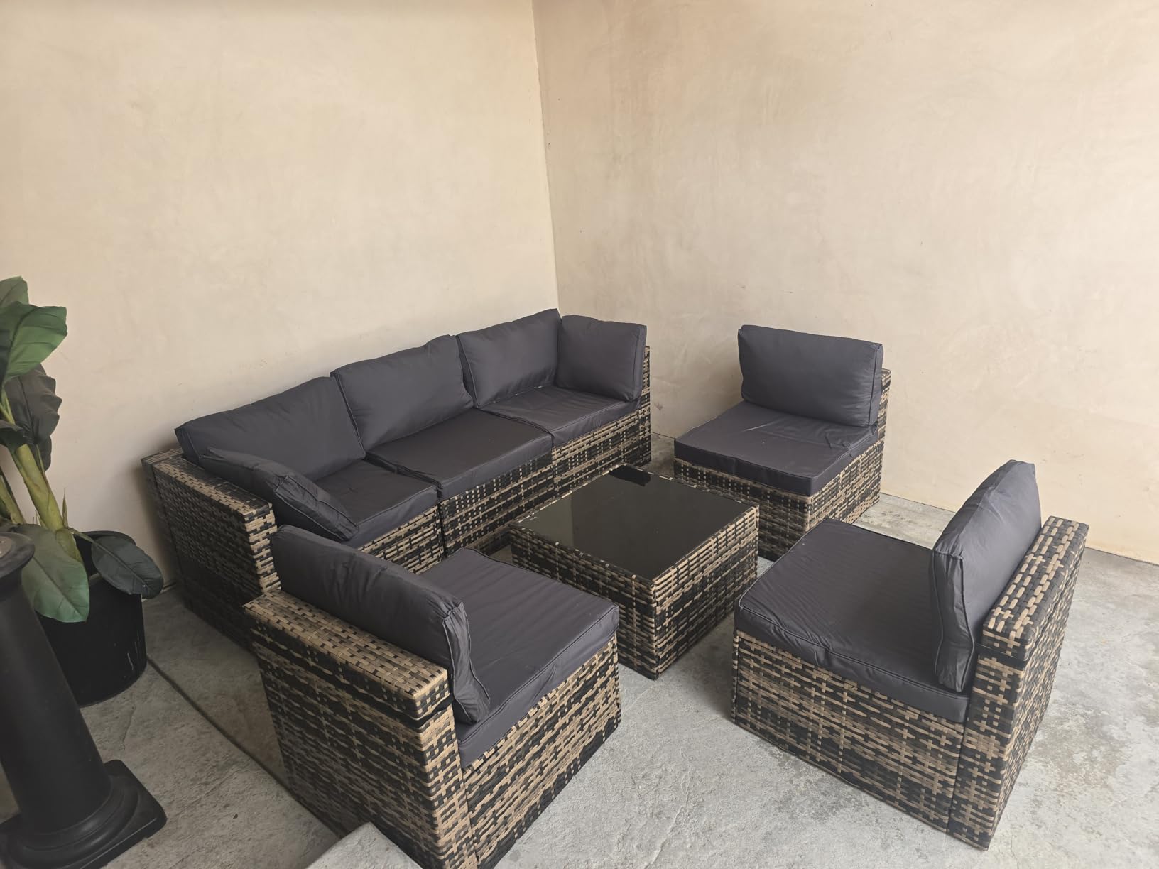 Pamapic 7 Pieces Outdoor Sectional Furniture,Wicker Patio sectional Furniture Sets,All-Weather Rattan Sectional Sofa Conversation Set with Coffee Table and Washable Couch Cushions Covers customer photo 2