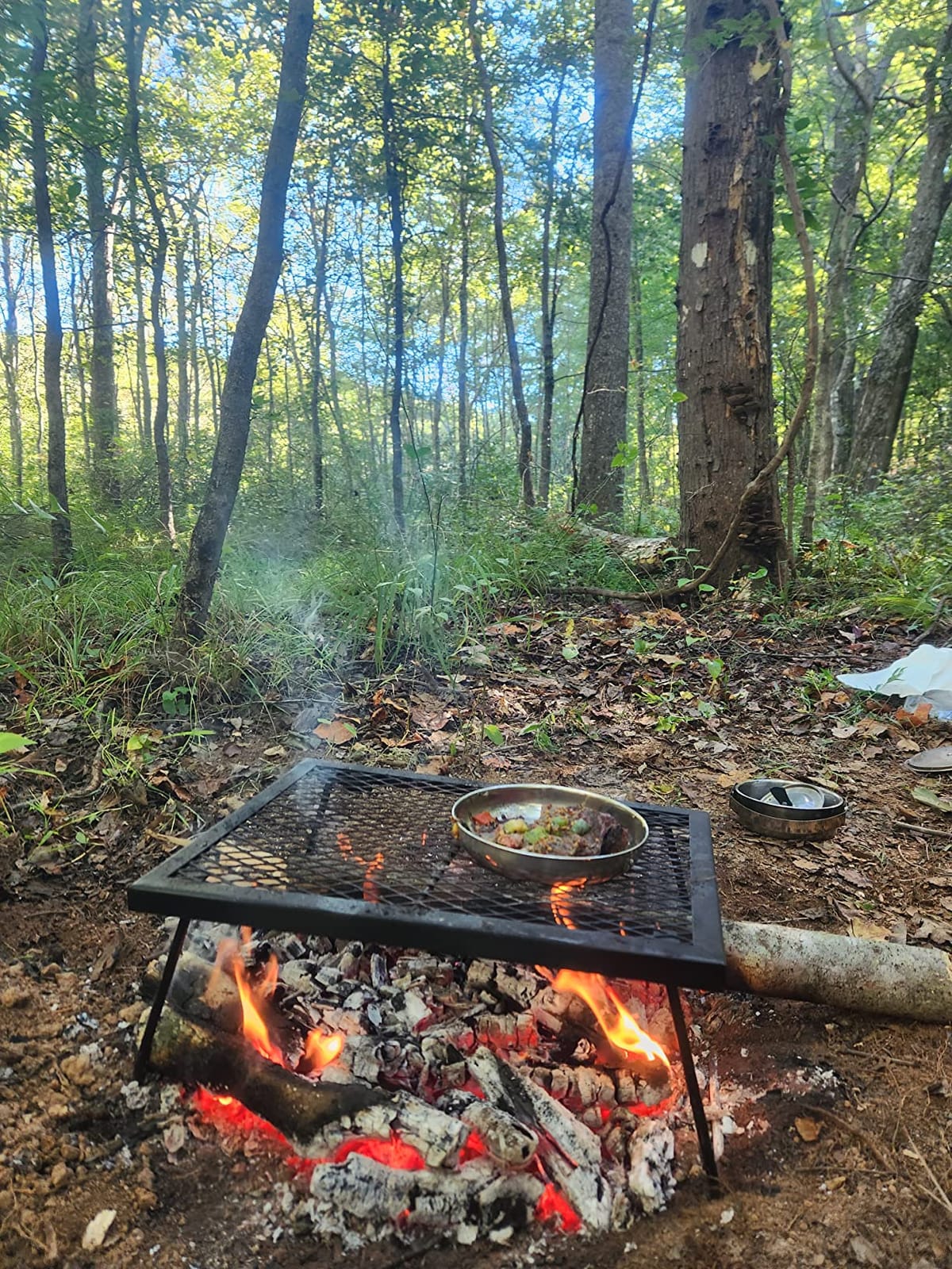 REDCAMP Folding Campfire Grill Heavy Duty Steel Grate, Portable Camp Fire Cooking Racks for Over Fire Pit customer photo 2