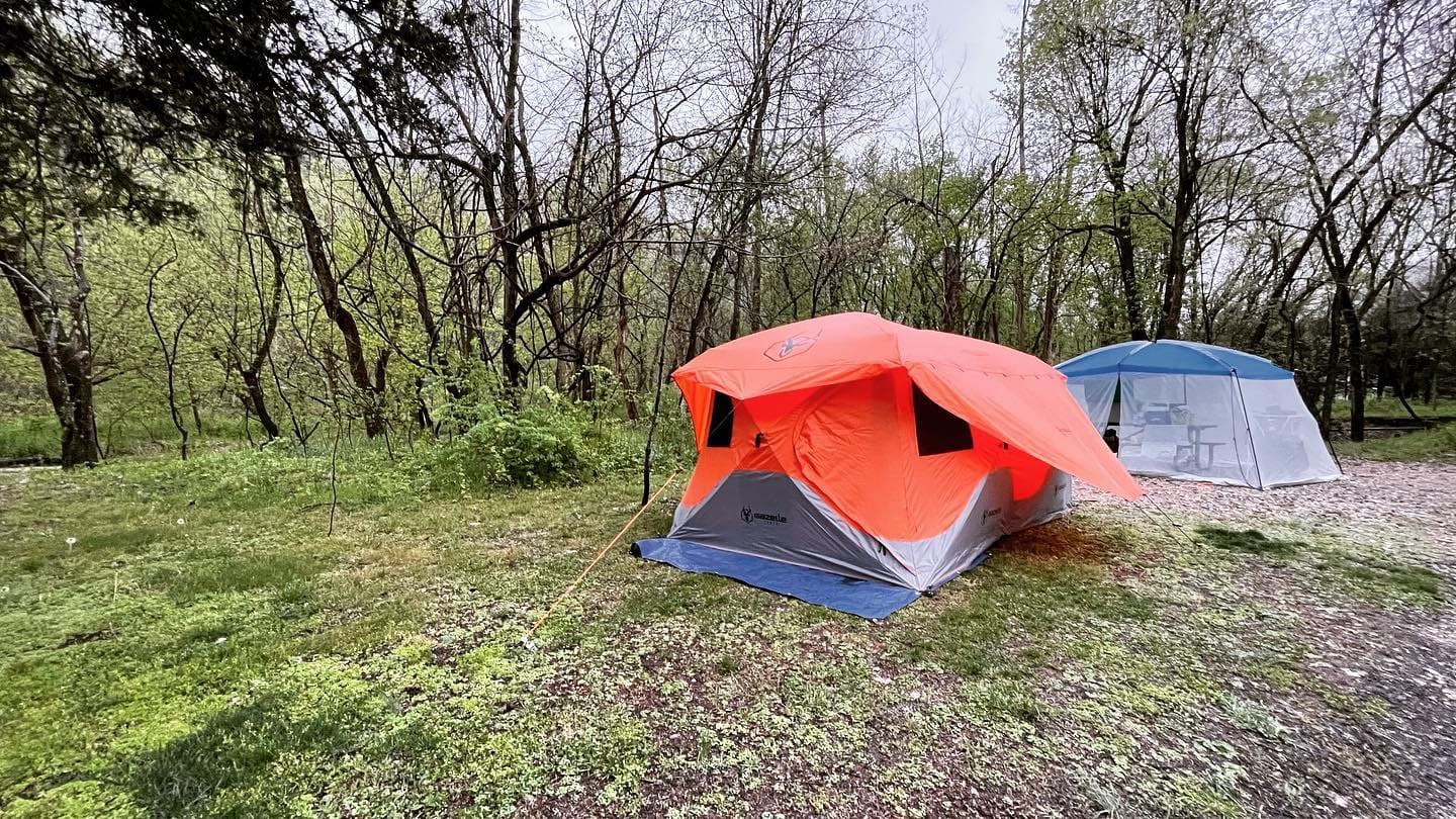 Gazelle Tents™, T8 Hub Tent, Easy 90 Second Set-Up, Waterproof, UV Resistant, Removable Floor, Ample Storage Options, 8-Person, Sunset Orange, 78