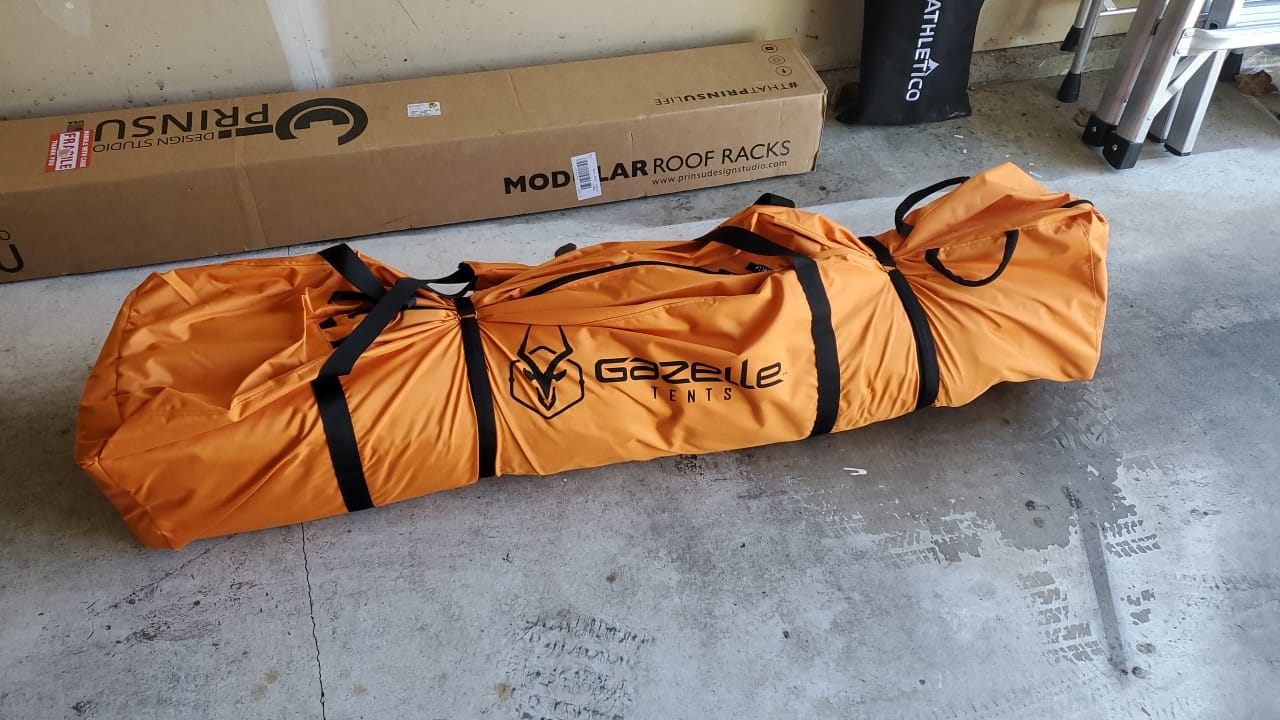 Gazelle Tents™, T8 Hub Tent, Easy 90 Second Set-Up, Waterproof, UV Resistant, Removable Floor, Ample Storage Options, 8-Person, Sunset Orange, 78