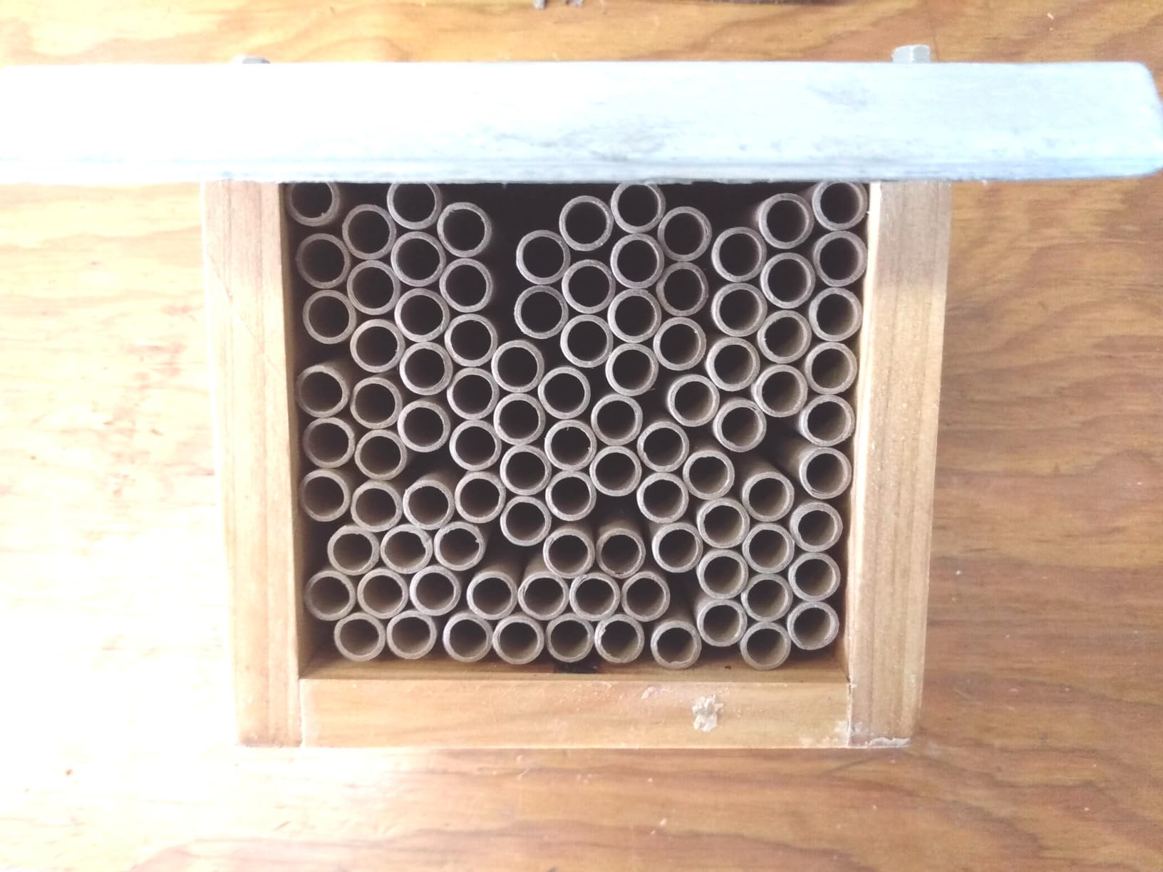 Mason Bee House - Wax Coated Bee Hotel for the Garden, Natural Handmade Wooden bee Home, Mason Bee Home for Outdoors, Attracts Peaceful Bee Pollinators to Your Garden customer photo 2