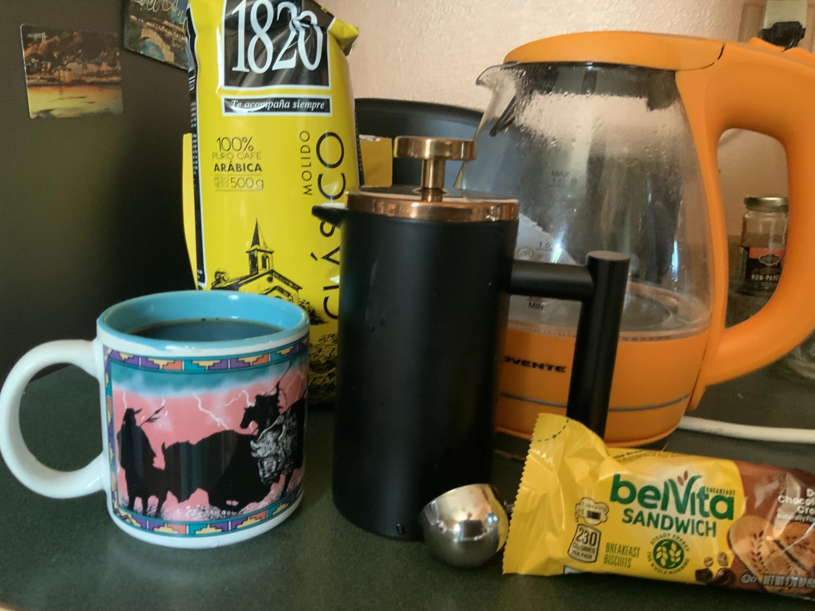 Small French Press Coffee Maker 350ml/12oz, Black Stainless Steel Double-Wall Insulated, Included 2 Extra Filters and 1 Coffee Spoon (1 Cup) customer photo 2