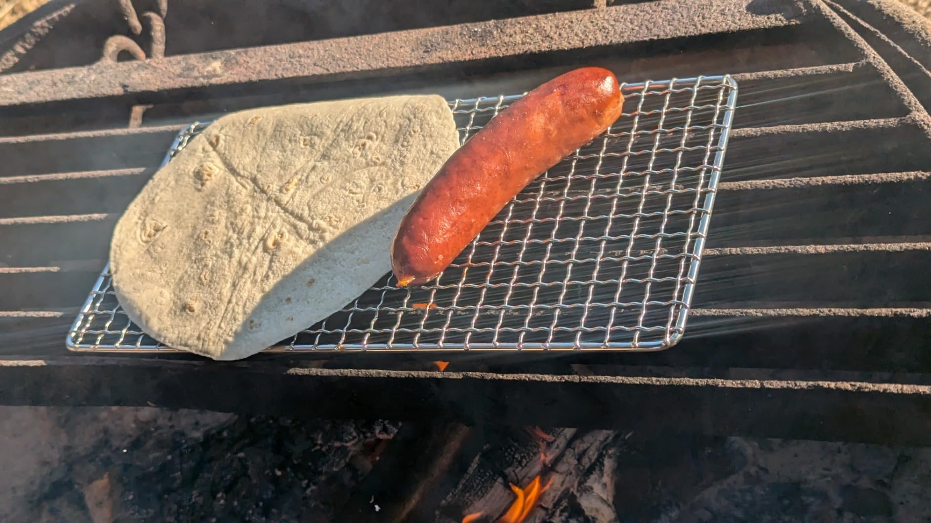 Portable Bushcraft Stainless BBQ Large Cooking Grill Grate & Burlap Hemp Drawstring Bag. Camping, Campfires, Backpacking, Hunting & Fishing. (Large Grill & Bag ONLY) customer photo 2