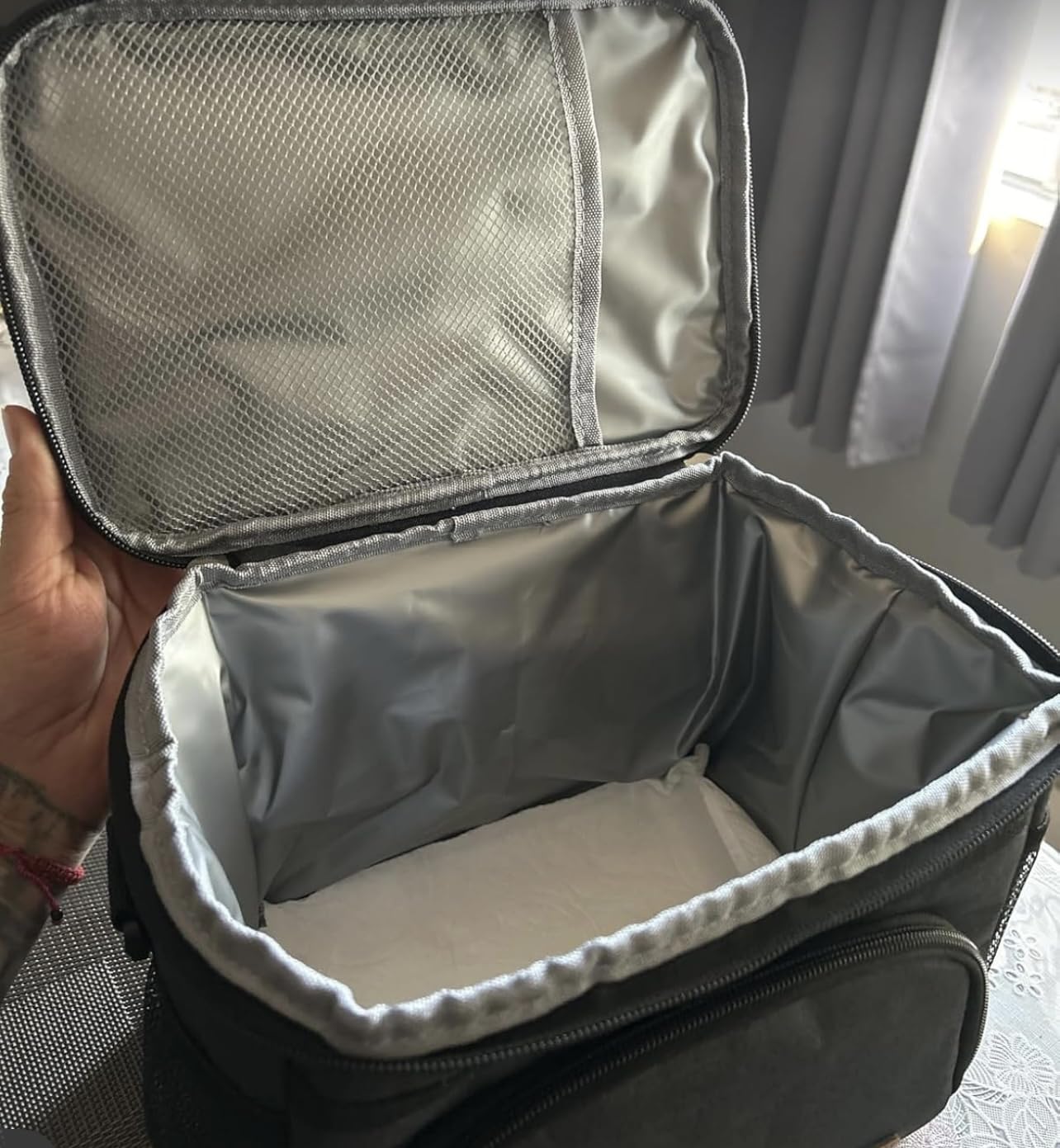ExtraCharm Insulated Lunch Bag for Women/Men - Reusable Lunch Box for Office Picnic Hiking Beach - Leakproof Cooler Tote Bag Organizer with Adjustable Shoulder Strap for Adults - Black customer photo 2