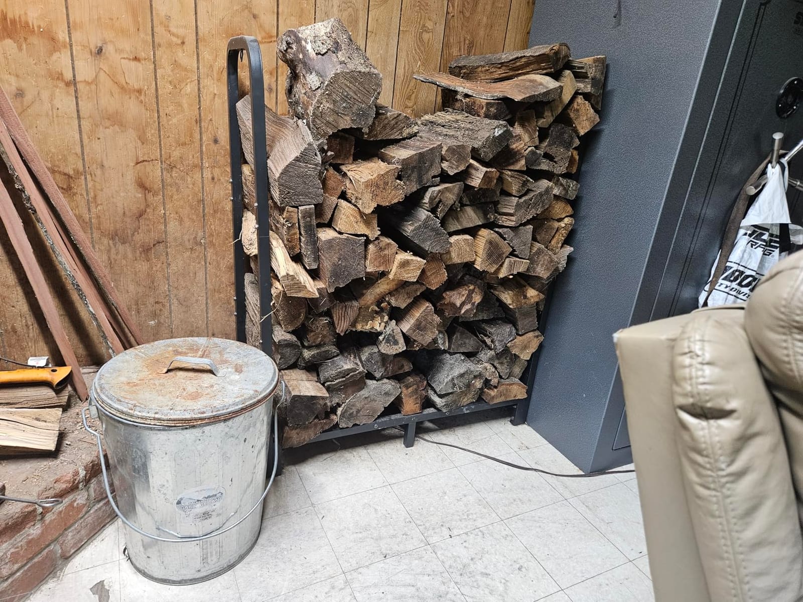 Firewood Rack Stand 4ft Heavy Duty Logs Holder for Outdoor Indoor Fireplace Metal Wood Pile Storage Stacker Organizer, Matte Black customer photo 2