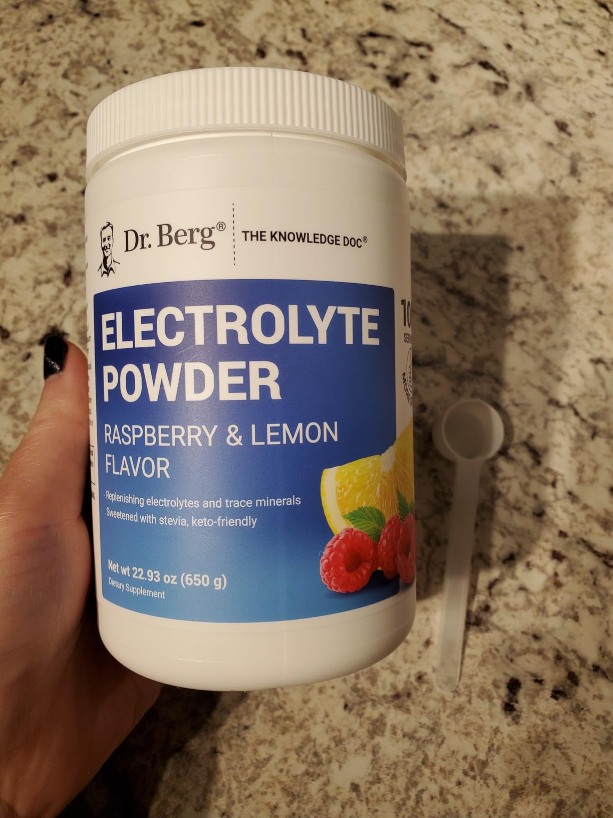 Dr. Berg Zero Sugar Hydration Keto Electrolyte Powder - Enhanced w/ 1000 mg of Potassium & Real Pink Himalayan Salt (NOT Table Salt) - Raspberry & Lemon Flavor Hydration Drink Supplement, 100 Servings customer photo 1