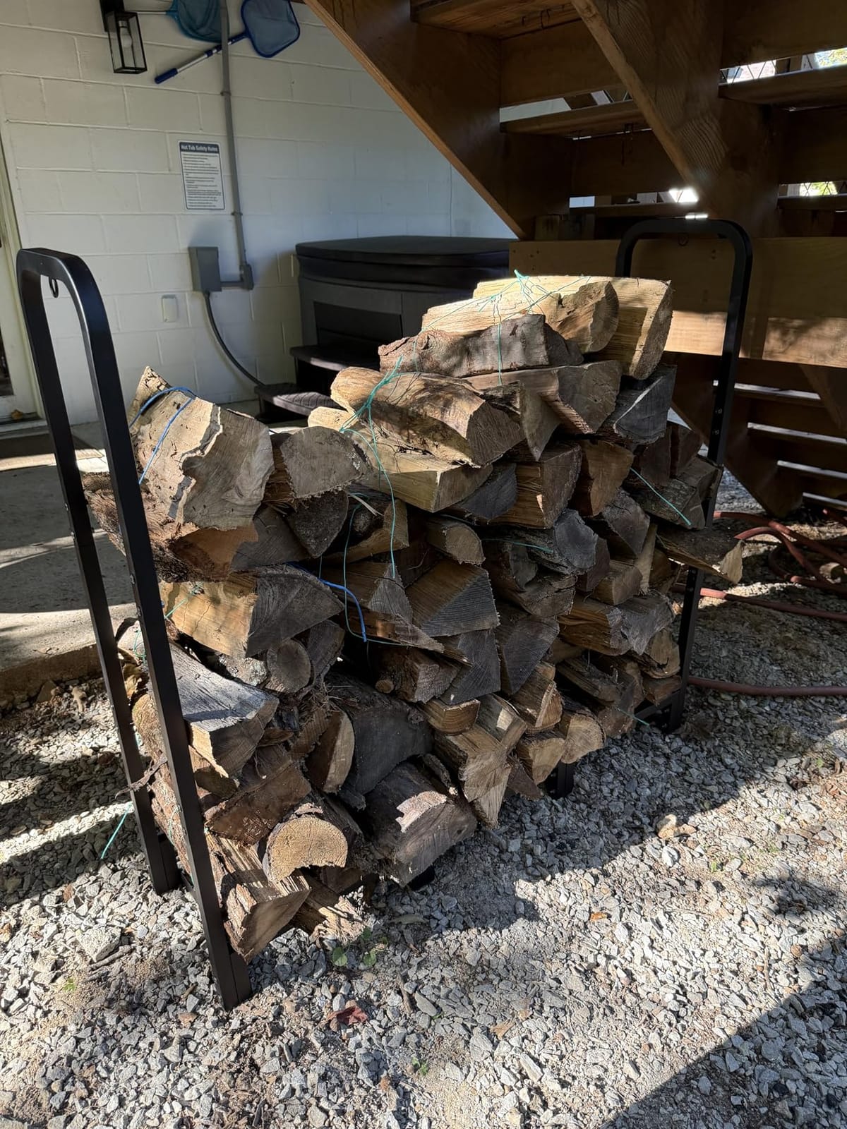 Firewood Rack Outdoor 8ft Heavy Duty Logs Holder for Indoor Fireplace Metal Wood Pile Storage Stacker Organizer, Matte Black customer photo 2