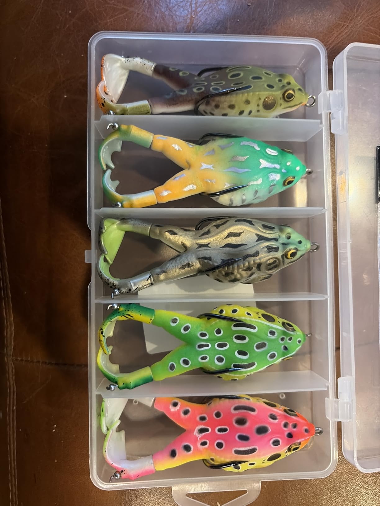 Top Water Soft Frog Bass Fishing Lures Kit, Double Propeller Legs, 5 Connection Rings, Thickened Silicone Skin, Bigger Splash More Attractive, Freshwater Bait for Bass Snakehead Pike, 5 pcs customer photo 1