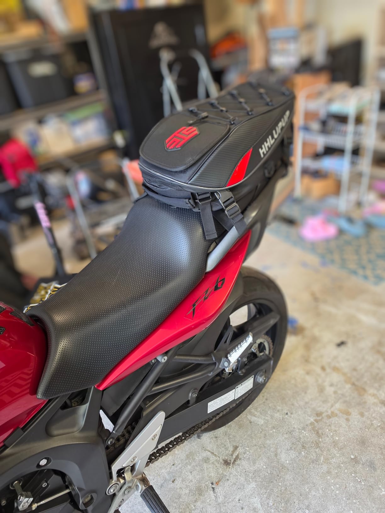 38L Motorcycle Tail Bag Helmet Backpack Waterproof Red customer photo 2