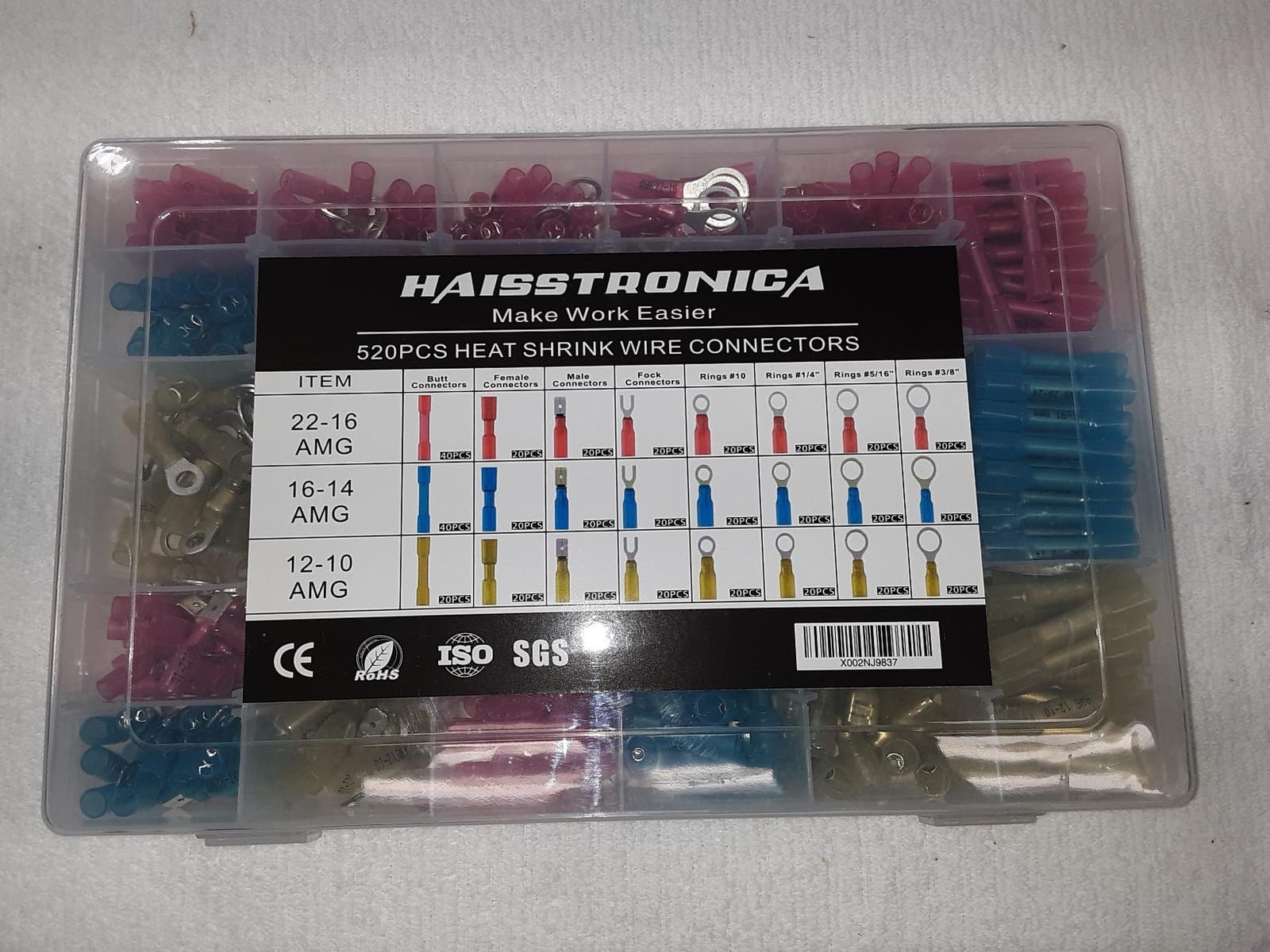 haisstronica 260PCS Heat Shrink Wire Connectors, 26-10 AWG, 4Colors/19Sizes | Marine Grade Ring, Fork, Spade & Butt Terminals for Multiple Automotive & Boat Accessory Wiring Tasks, Electrical Connectors customer photo 1
