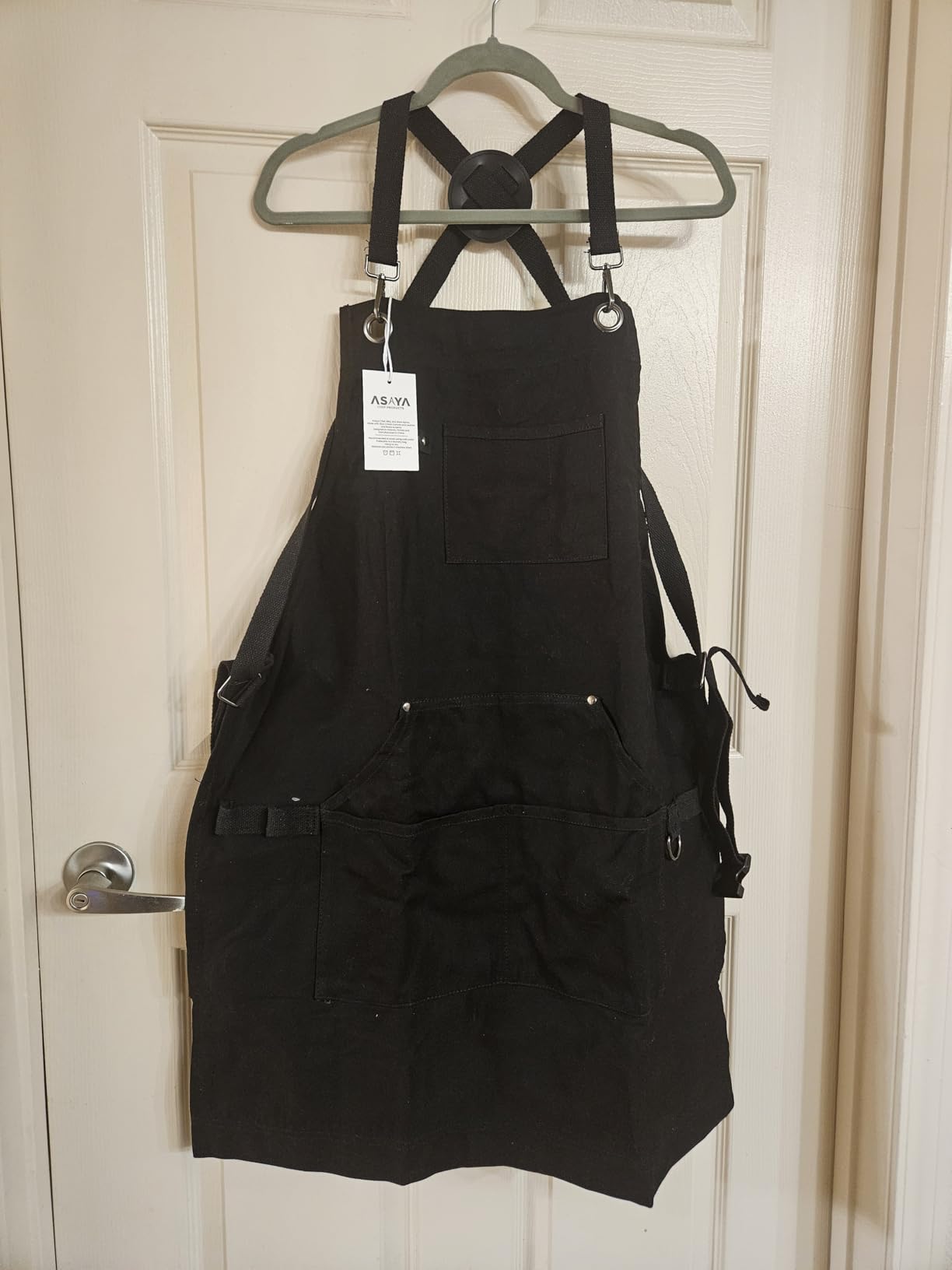 Asaya Chef and BBQ Apron with Bottle Opener and Hand Towel - 10oz Cotton Canvas, Stainless Steel Hardware - Cross Back Straps customer photo 1