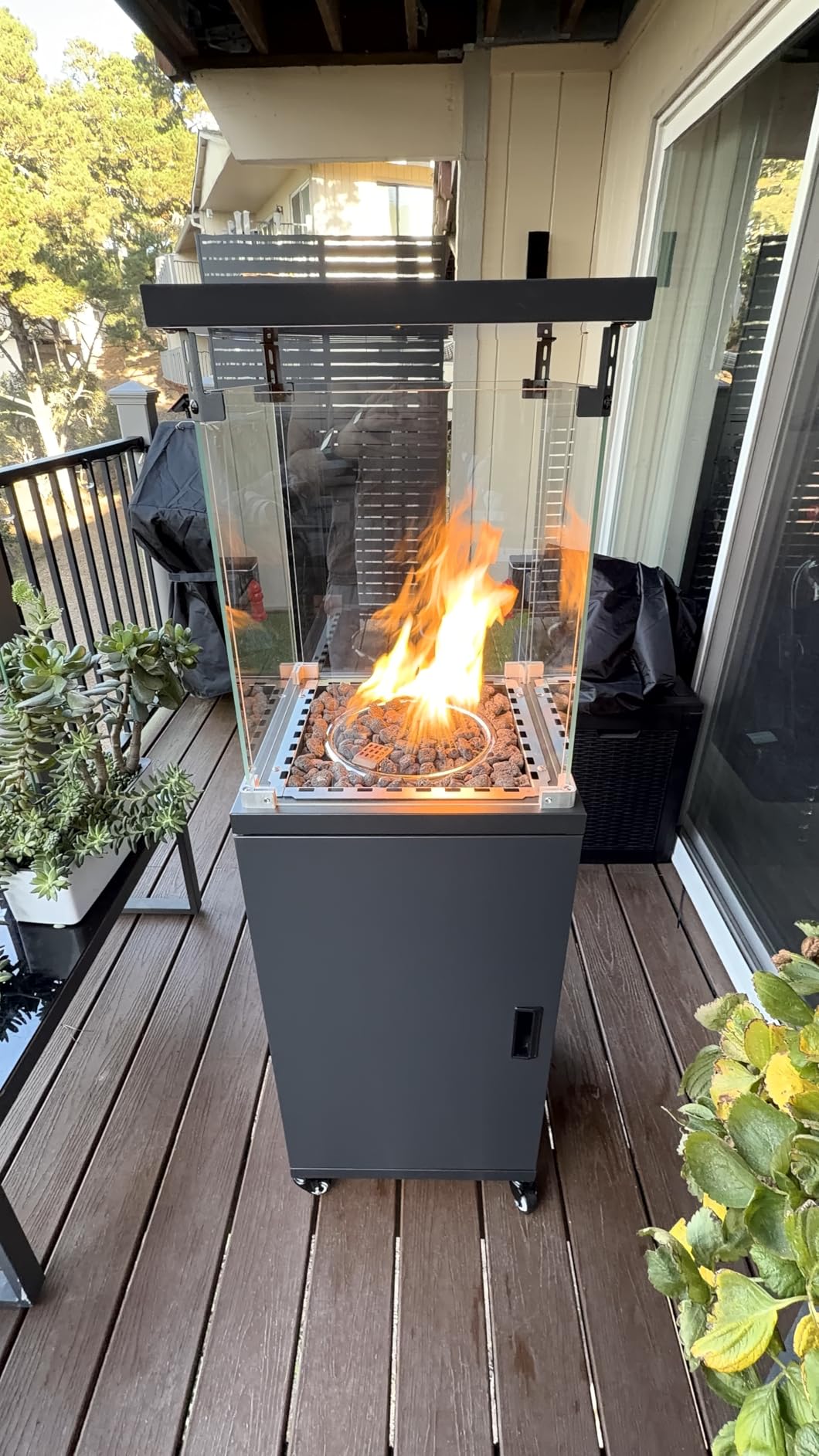 Pamapic 89-inch 48,000 BTU Pyramid Patio Heater Outdoor, Propane Flame Tower with Quartz Glass Tube customer photo 1