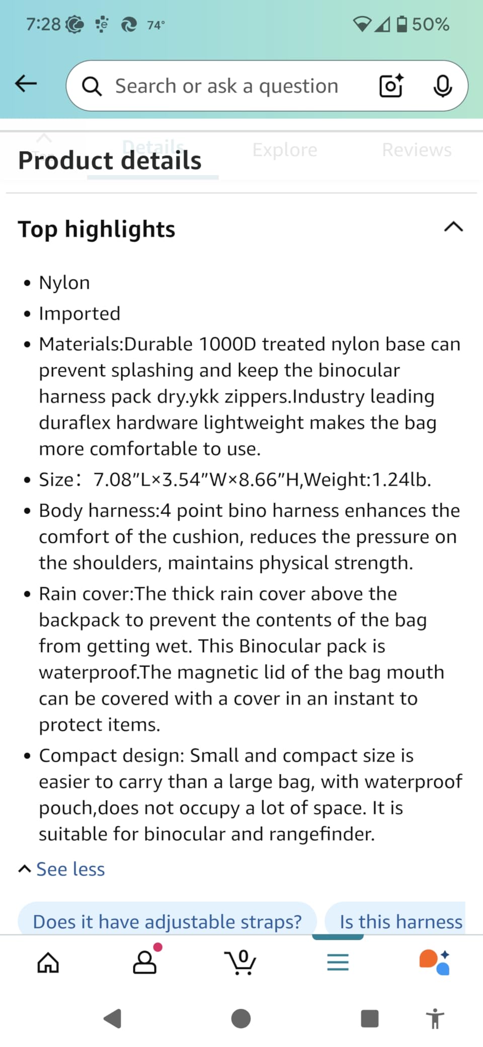 SPIKA Binocular Harness Chest Pack, Lightweight & Waterproof Bino Bag with Rangefinder Pouch & Rain Cover customer photo 1