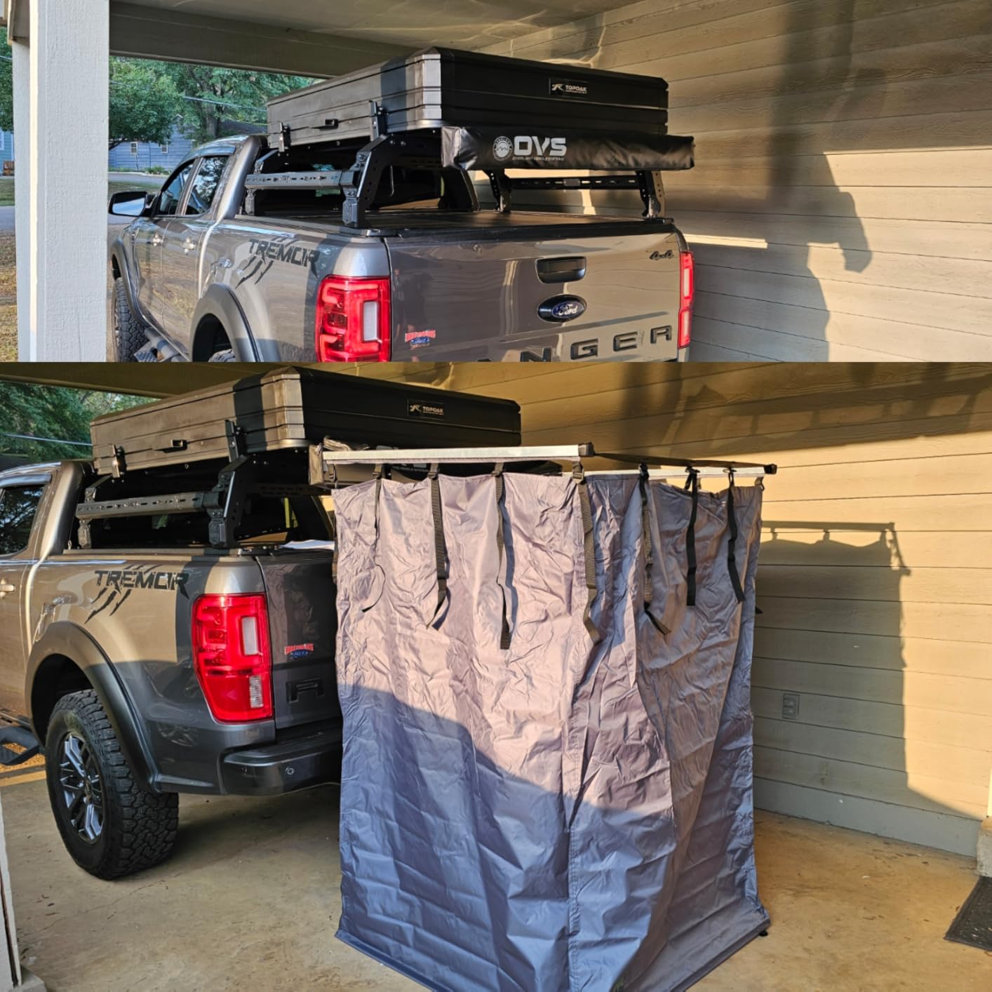 Overland Vehicle Systems HD Nomadic Car Side Shower Room with Black 1000G PVC Travel Cover, Universal L - Brackets, Dark Grey Body with Silver Inner Lining customer photo 1