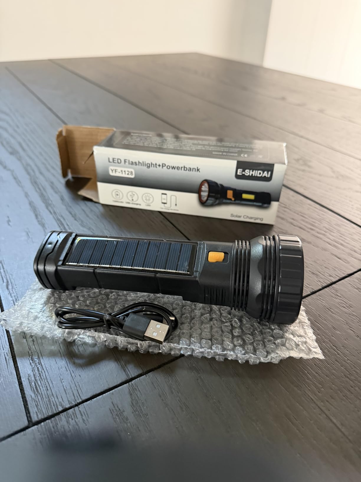 E-SHIDAI Solar Flashlight, Rechargeable flashlights for Camping, Home | Solar Power And Rehargeable ,Emergency Survival Flashlight for Disaster weather and other power outage scenarios customer photo 1