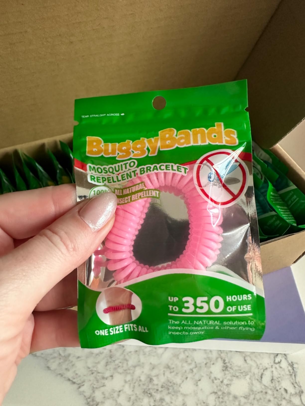 BuggyBands 24 Pack DEET-Free Mosquito Repellent Bracelets for Adults & Kids | Individually Wrapped Insect Repellent Wristbands, Natural Waterproof Bug Repellent Bands for Camping, Hiking, Travel Outdoor customer photo 1