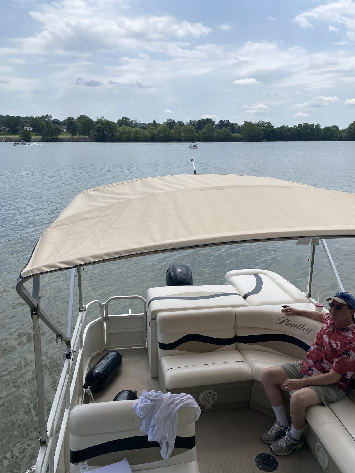 Replacement Bimini Top Canvas with Boot, Beige, 9' Long x 8.5' Wide, 16oz, by Cypress Rowe Outfitters, 4 Bow, fits 97-103
