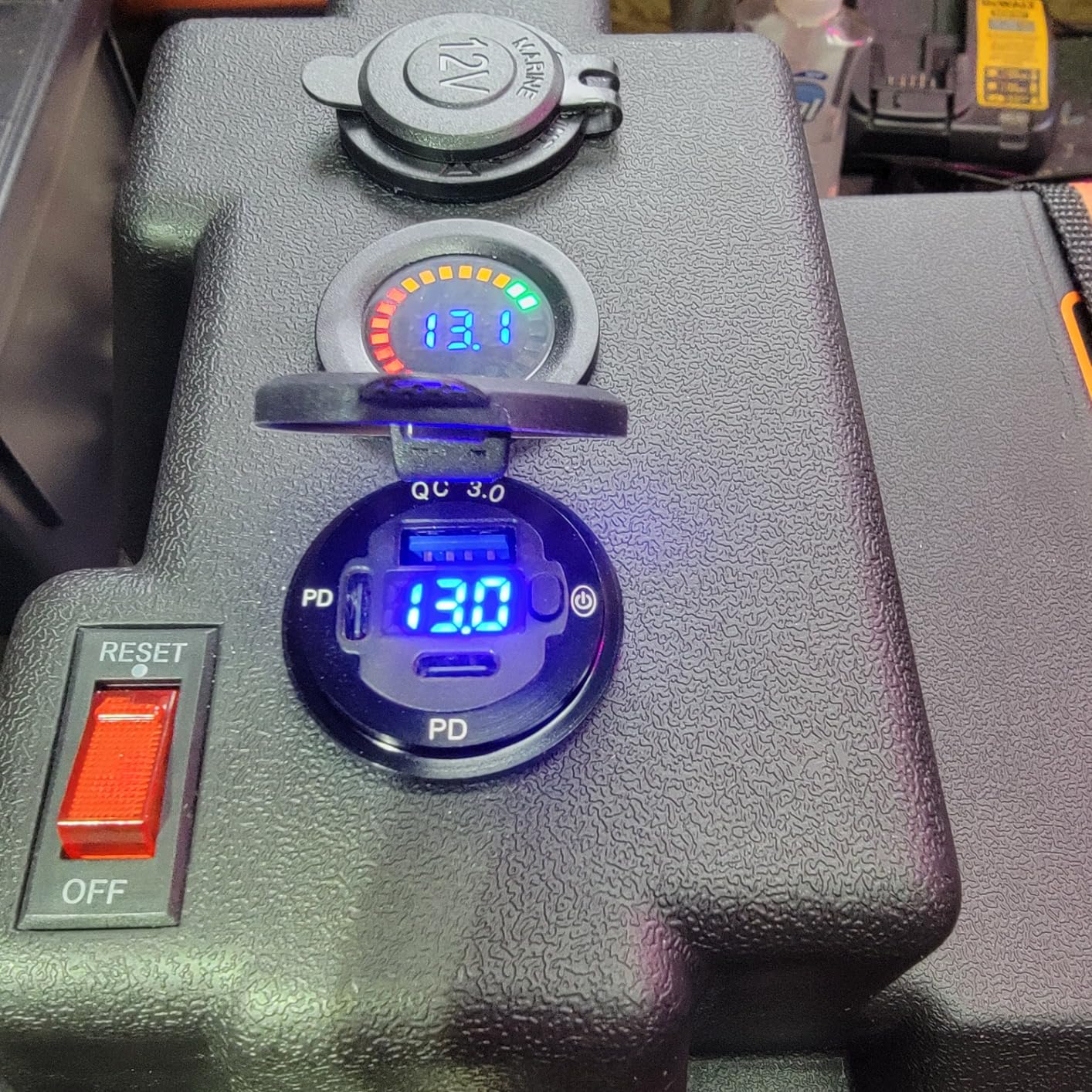 ALL-TOP Smart Battery Box, 12V Marine Case w/ 50AMP Connectors, Multi Ports & Circuit Breaker for Trolling Motor, RV & Solar Panel, Battery Not Included customer photo 1