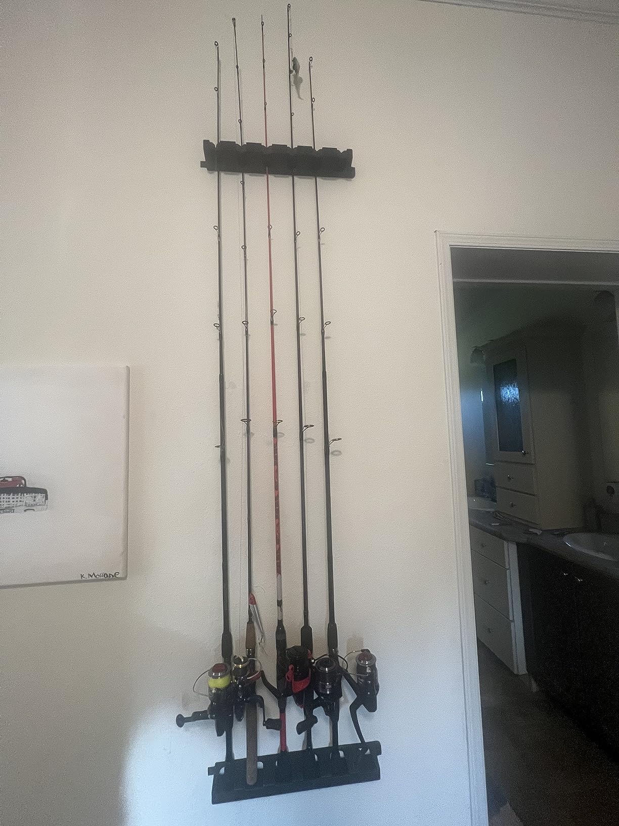 Berkley Vertical Fishing Rod Rack, Stores 6 Rods, Black, Soft Foam Grip Pads Protect Rod Finishes, Durable Construction, Easy to Mount with Common Tools customer photo 2