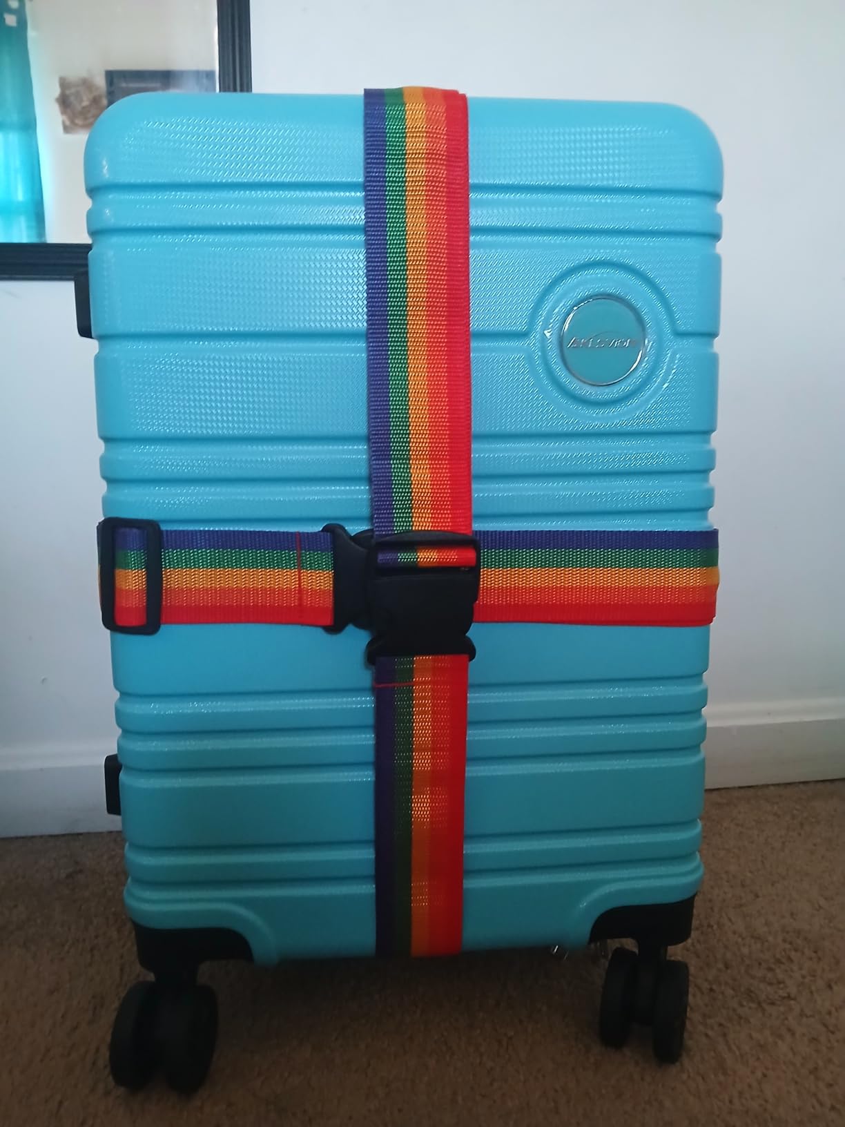 2 Pack Suitcase Belts, Adjustable Luggage Straps, Bright Colors Travel Packing Straps with Quick Release Buckle (Rainbow) customer photo 1