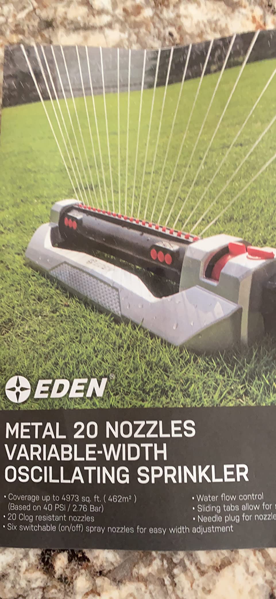 Eden 96216 Heavy Duty Turbo Oscillating Sprinkler, Covers Up to 4,900 sq. ft., 20 Precision Nozzles, Aluminum Base, Flow and Width Control, Adjustable Range, Quick Connects, Filters customer photo 2