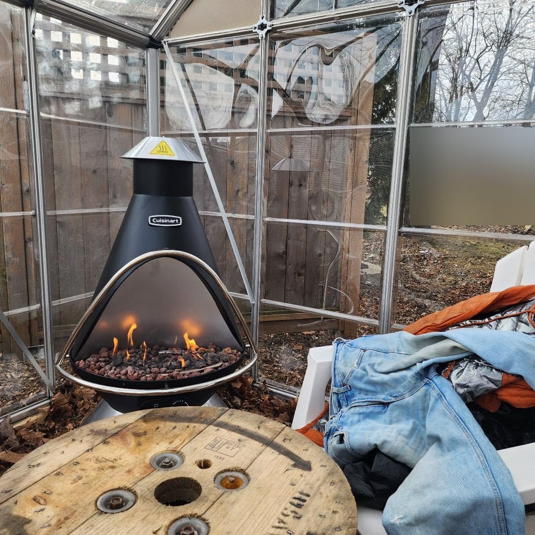 Cuisinart Chimenea Propane Fire Pit, 40,000 BTU Adjustable Gas Fire Pit for Patios, Includes Lava Rocks, Directional Heat Shield and Push to Start Ignition, Perfect for Backyards, Decks, and Patios customer photo 1