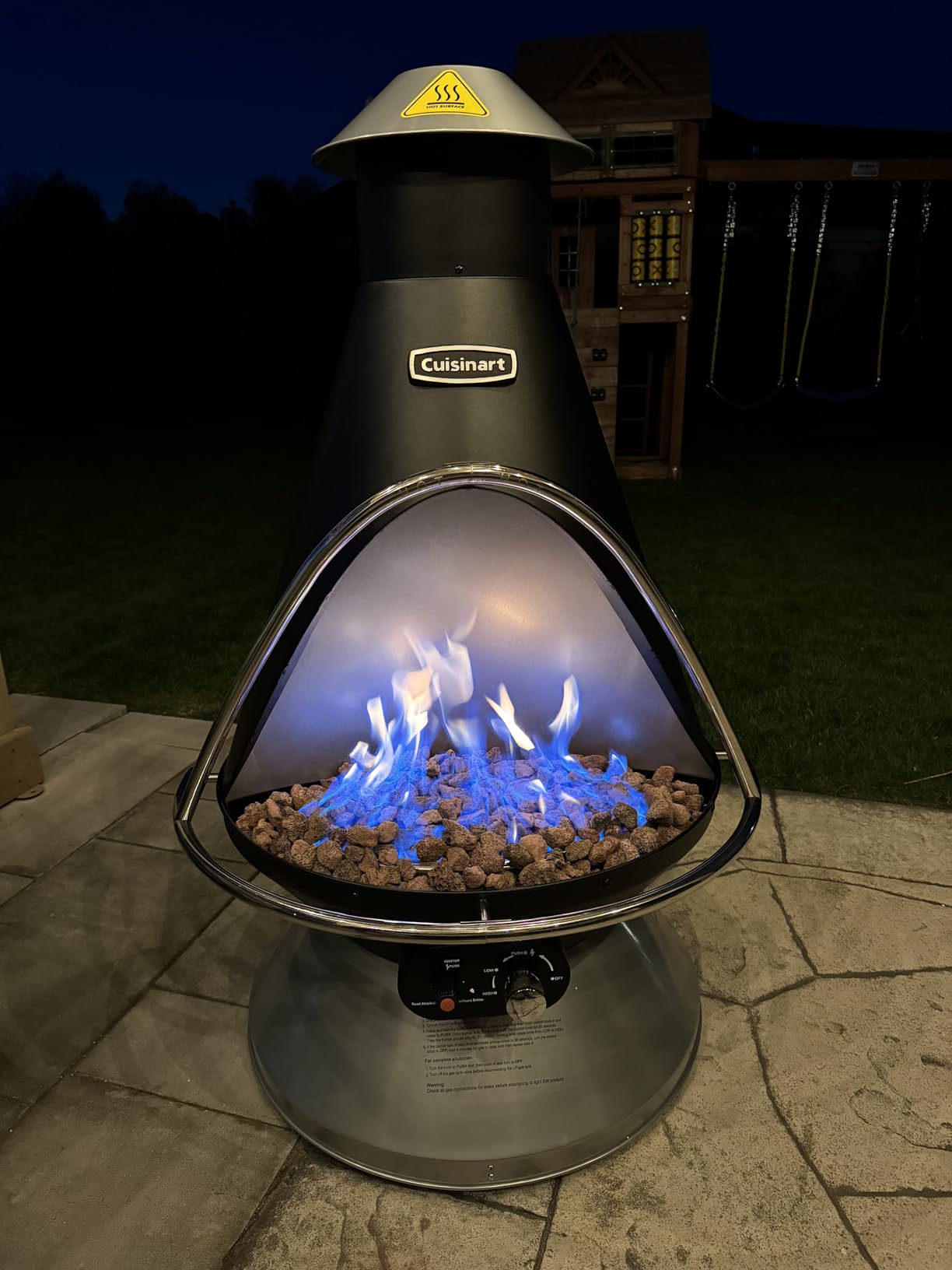 Cuisinart Chimenea Propane Fire Pit, 40,000 BTU Adjustable Gas Fire Pit for Patios, Includes Lava Rocks, Directional Heat Shield and Push to Start Ignition, Perfect for Backyards, Decks, and Patios customer photo 2
