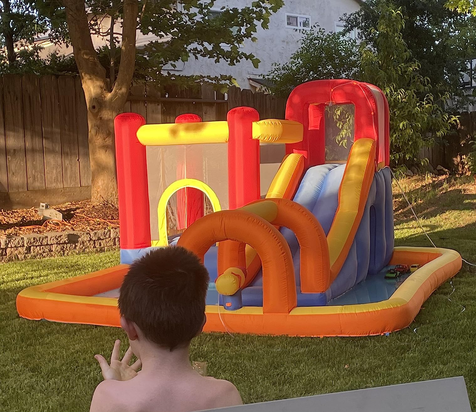Baralir Inflatable Bounce House Water Park with Long Water Slide & Large Splash Pool Fits 5 Kids, Endless Fun of Jumping, Sliding, Climbing - Extra Cave and Tunnel Adventure and Water Cannon customer photo 1