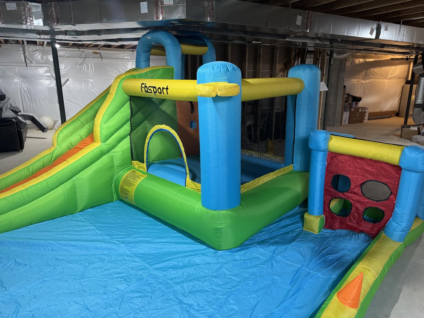 FBSPORT Inflatable Bounce House, 9 in 1 Water Slide with Blower, Bouncy House for Kids Indoor Outdoor Wet Dry Combo Water Bounce House with Football Shooting, Water Gun, Splash Pool, Bounce Area, Hose customer photo 2