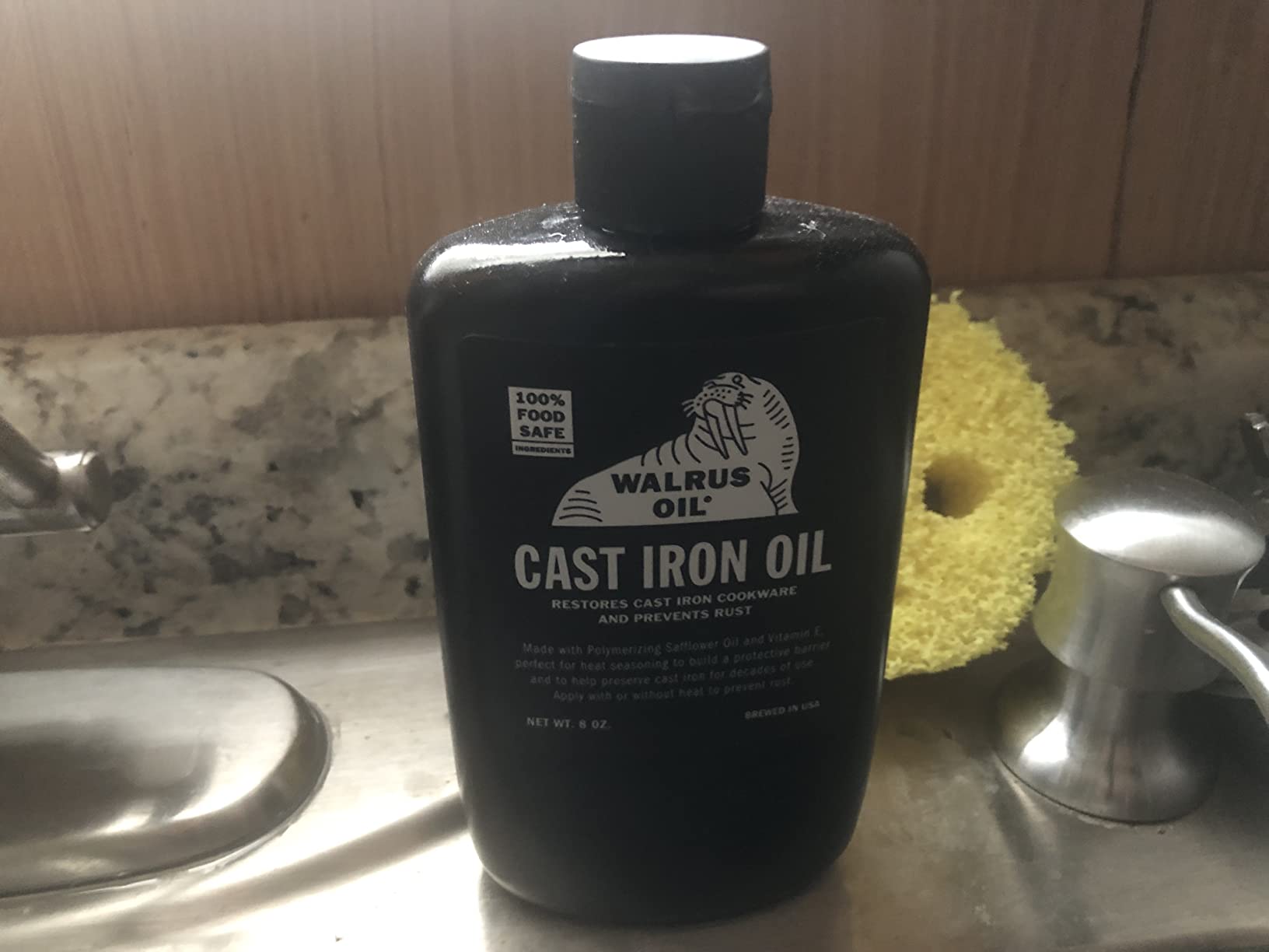 WALRUS OIL - Cast Iron Oil, High Smoke Point Safflower Oil for Seasoning, Maintaining Cast Iron. 100% Natural & Vegan, NSF Certified, 8 oz customer photo 1