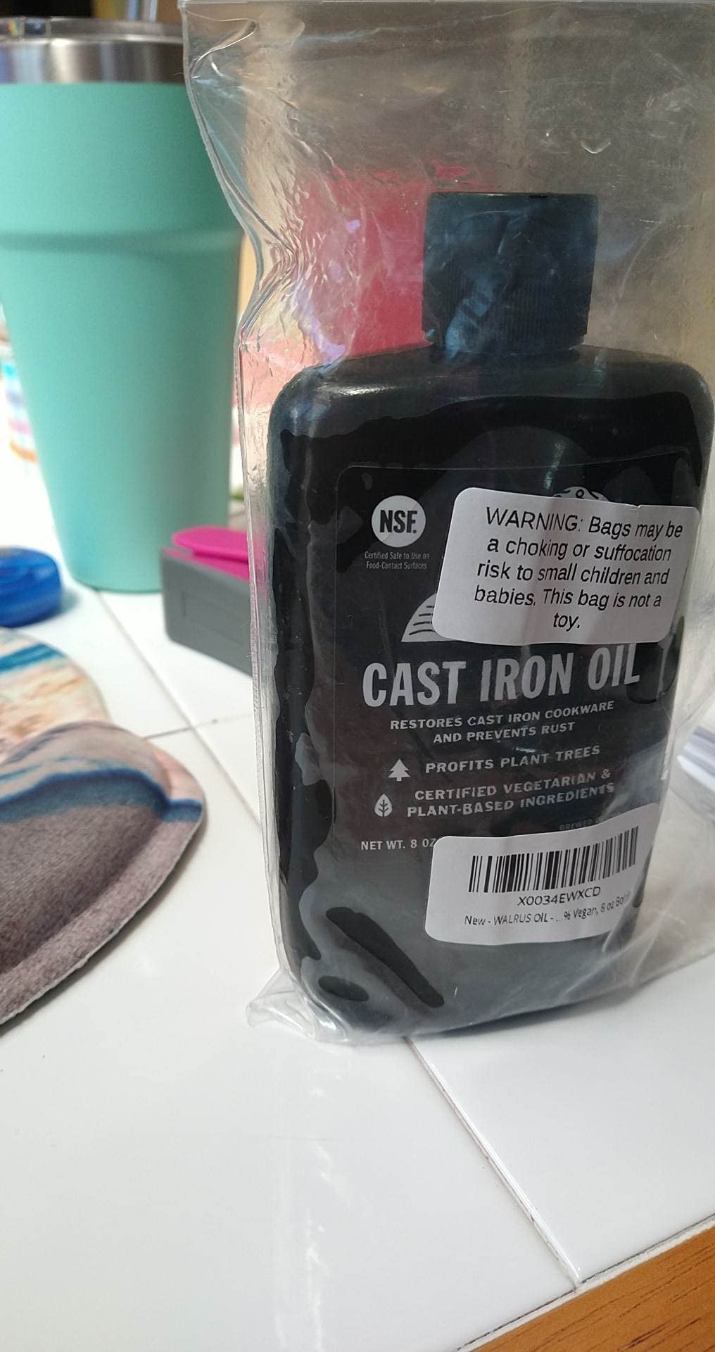 WALRUS OIL - Cast Iron Oil, High Smoke Point Safflower Oil for Seasoning, Maintaining Cast Iron. 100% Natural & Vegan, NSF Certified, 8 oz customer photo 2