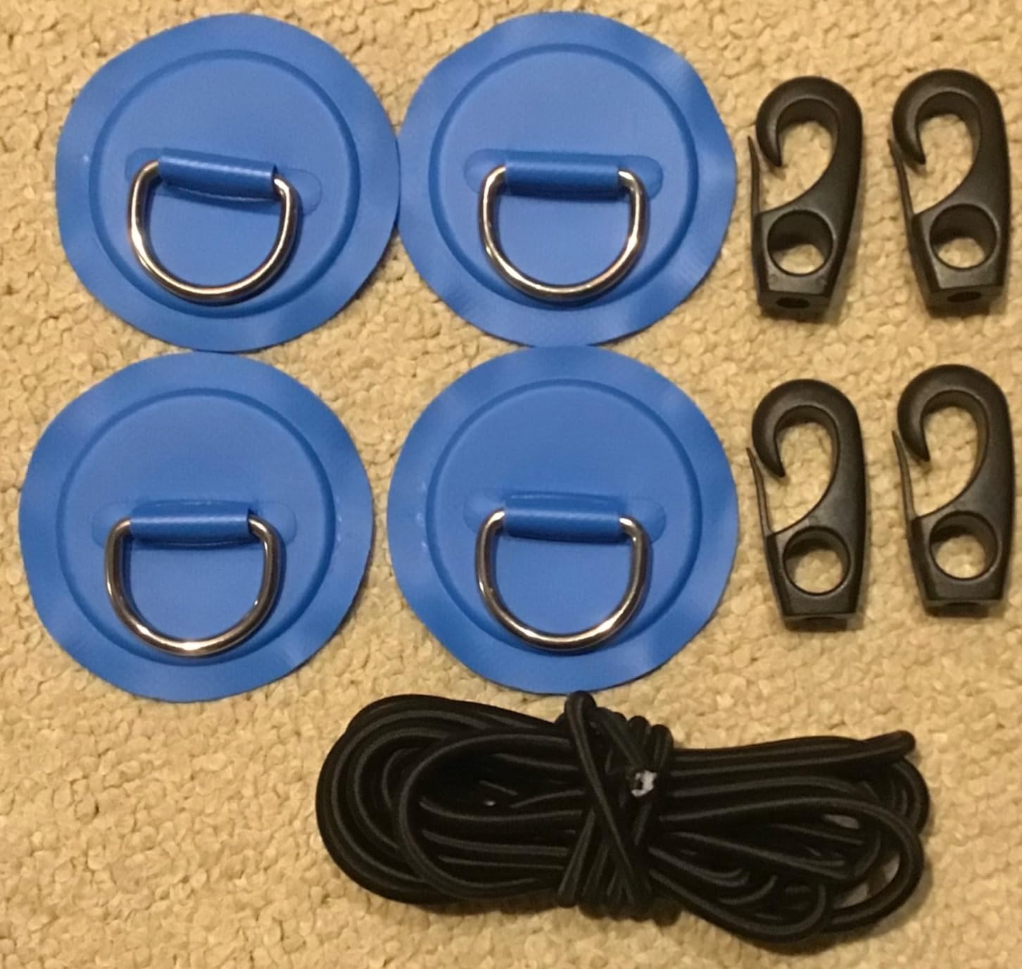 4 Pack Stainless Steel Paddle Board D Ring Kit with 12Ft Bungee Cord | NO Glue, PVC Patch for Inflatable Boat Kayak Dinghy SUP, D-Ring Stand-Up Paddleboard Pad Accessories customer photo 2