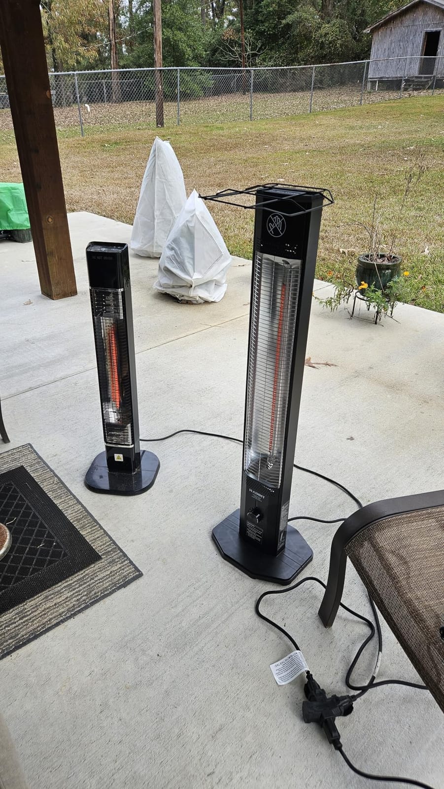 Outdoor Electric Patio Heater, Haimmy 42in Infrared Heater with Remote, 9 Heat Levels, 9H Timers, 1500W Instant Heating, Safety Lock, Tip-Over & Overheat Protection, IPX5 Waterproof Tower Space Heater customer photo 2