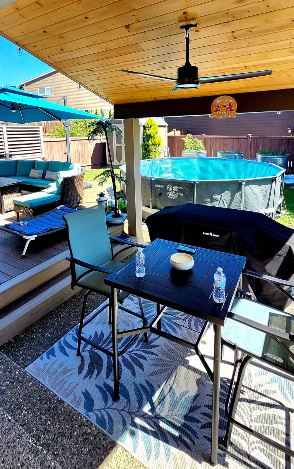 Best Choice Products 10x10ft Cantilever Patio Umbrella w/Base Included, Solar LED Lights 360 Rotation Large Offset Hanging Outdoor Shade for Deck Pool Backyard w/Stand - Tan customer photo 1