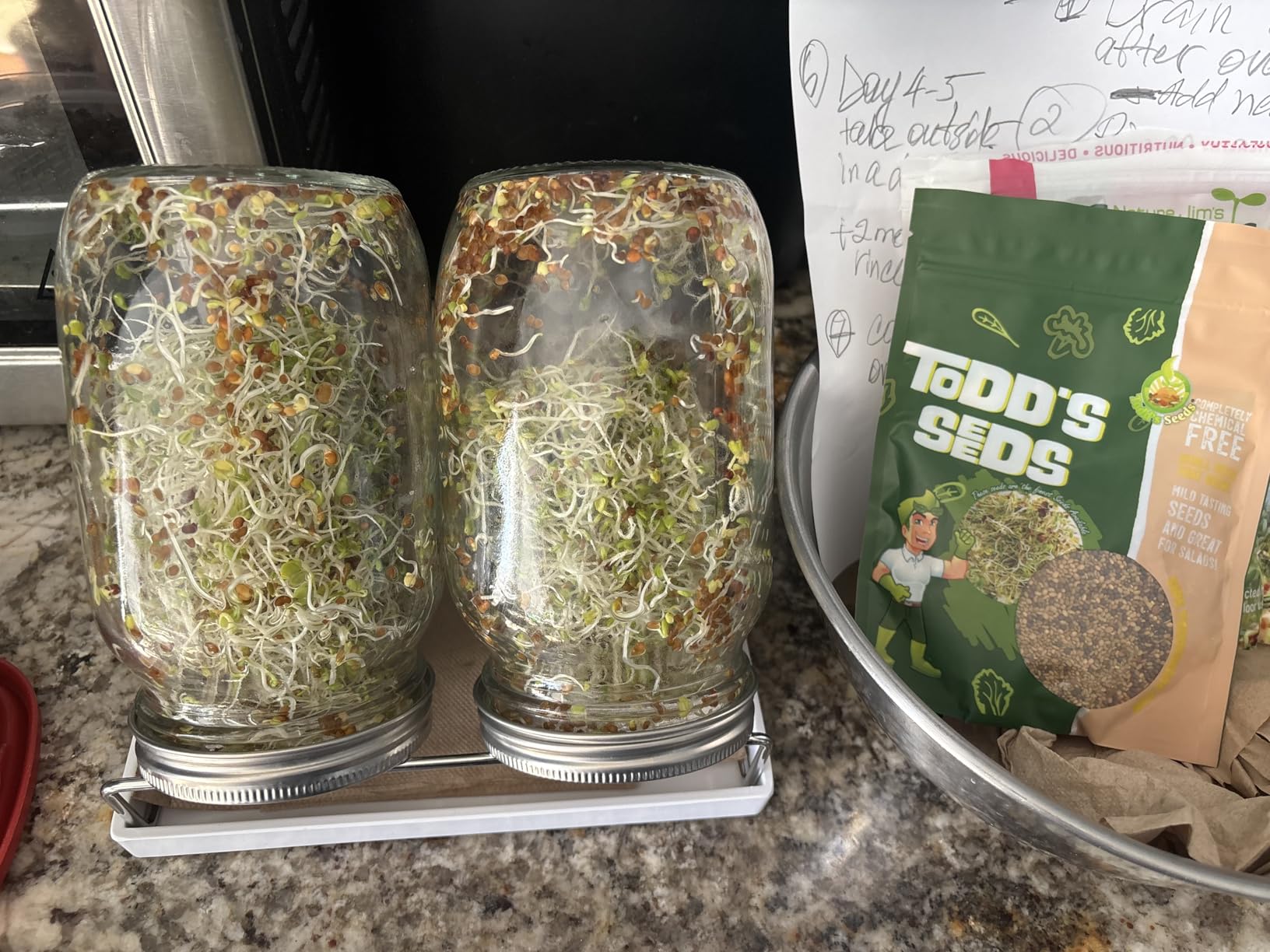 Premium Sprouting Jar Kit 2-Wide Mouth Mason Jars with Mesh Sprout Lids customer photo 1