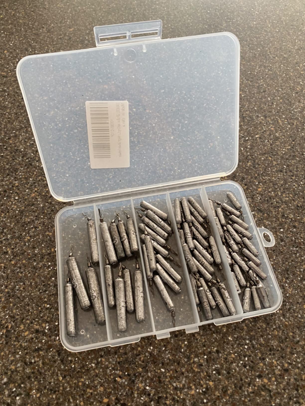 62Pcs/Box Lead Drop Shot Weights Kit (3/4oz, 1/2oz,1/4oz.3/8oz,1/5oz.1/8oz Mixed), Pencil Shaped Drop Shot Rig, No Snag Skinny Lead Sinker, Fishing Bass Rig Cylinder Saltwater Freshwater customer photo 1