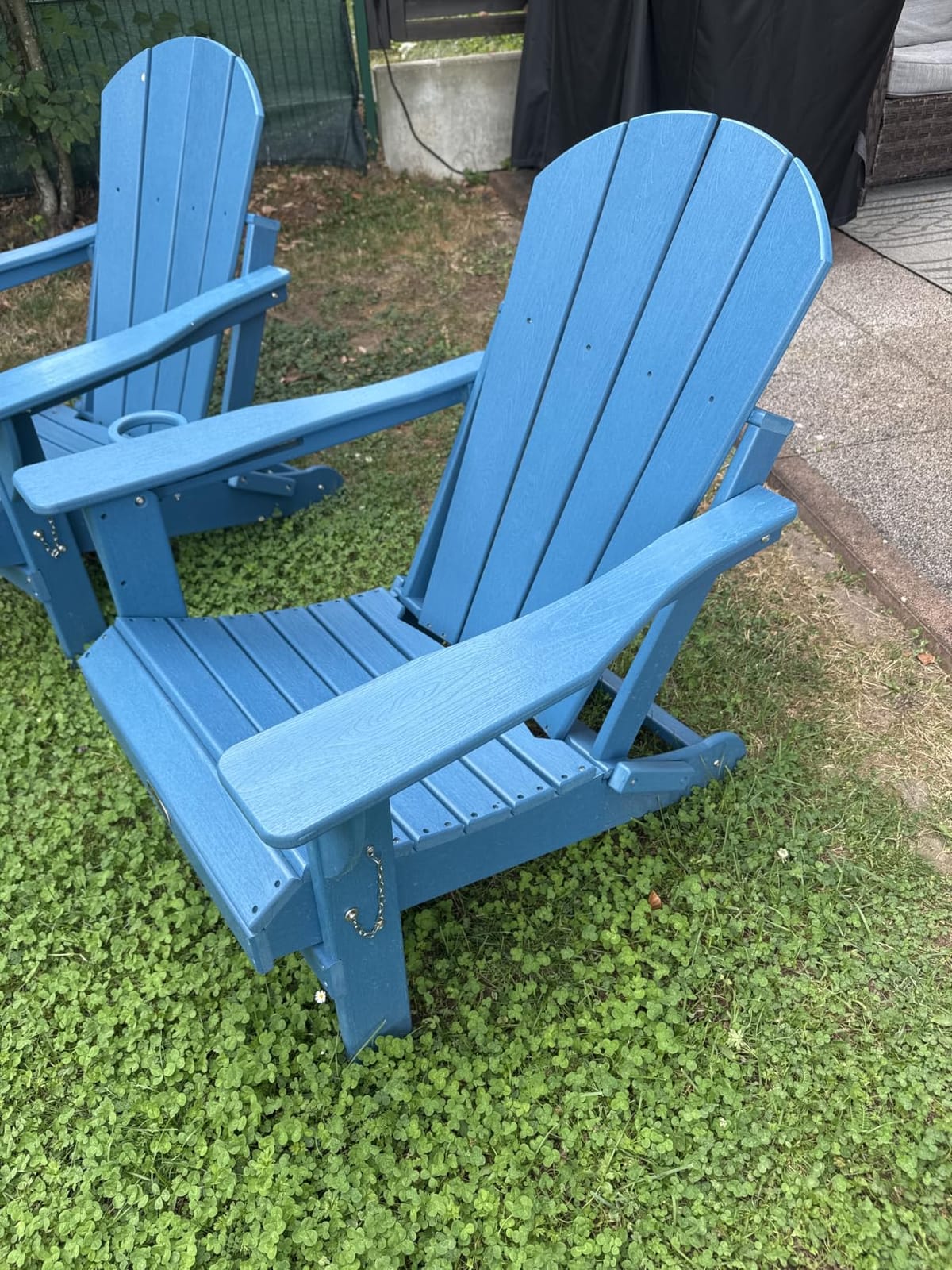 Ciokea Folding Adirondack Chair Wood Texture for Patio, Weather Resistant, Plastic Fire Pit Chair with Cup Holder, Lawn Chair for Outdoor Porch Garden Backyard Deck (Black) customer photo 1