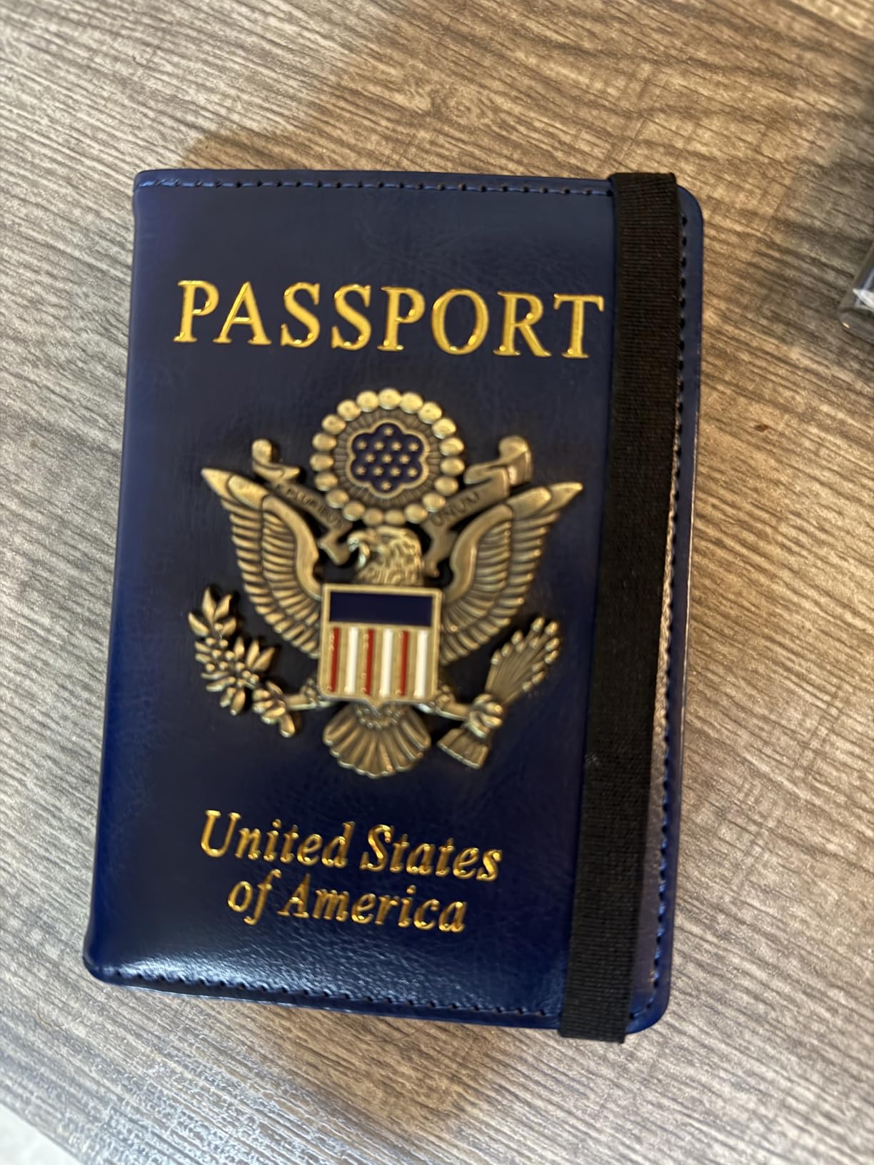 TOURSUIT RFID Blocking Passport Holder, Leather Travel Wallet, Dark Blue customer photo 2