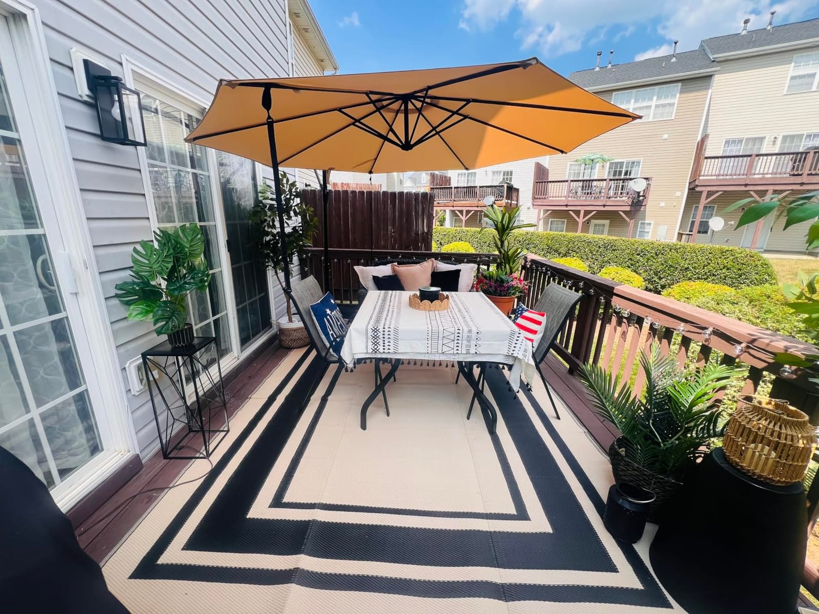 RURALITY Outdoor Rugs 8'x10' Waterproof for Patios Clearance, Plastic Straw Mats for RV, Camping, Backyard, Porch, Deck, Balcony, Reversible, Geometric customer photo 1