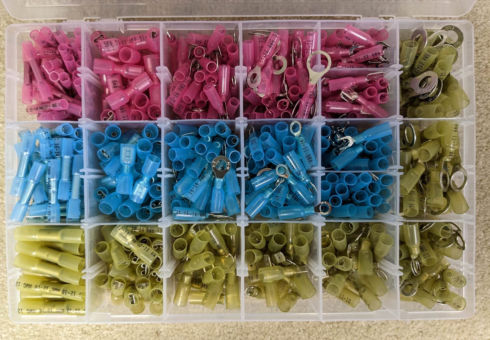 620PCS Heat Shrink Wire Connectors Electrical Connectors Kit Wire Connectors Kit, CEACHOI Marine Grade Waterproof Terminals Butt Connectors, Spade Fork Ring Butt Splices customer photo 2